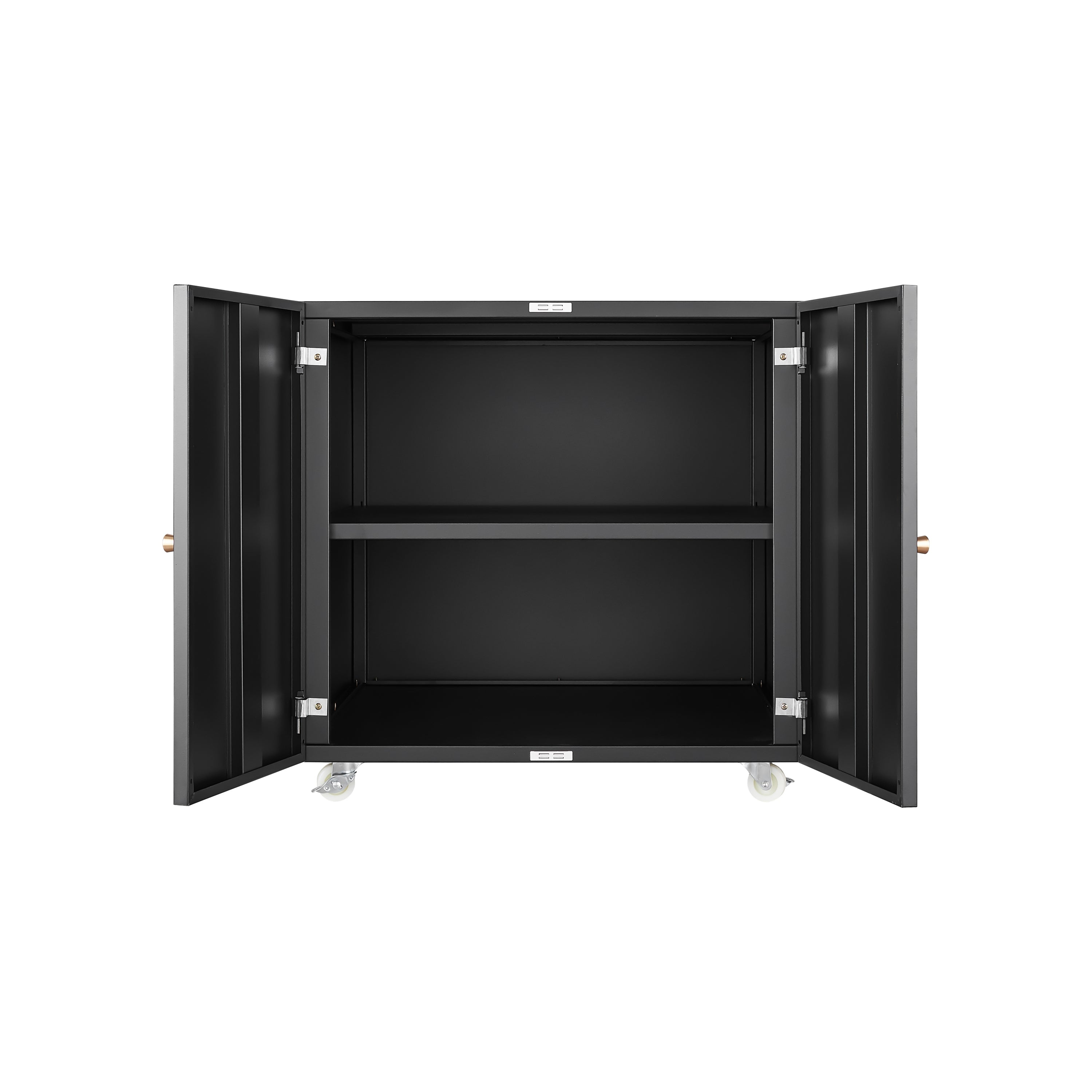Modern Office Copier Cabinet Black 2 Door Steel Mobile Pedestal File Printer Stand