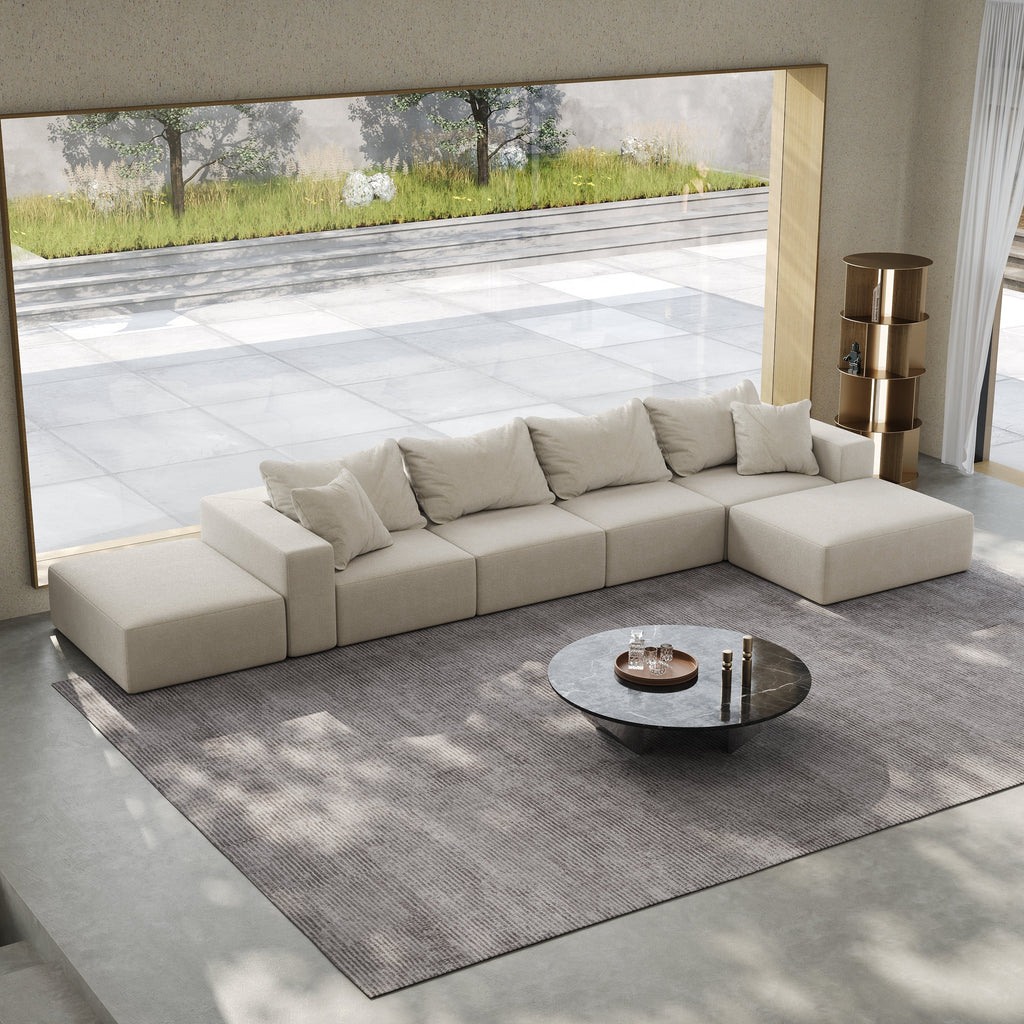 Oversized sponge cloud sofa,Modern Upholstered Sectional Sofa Couch Set,Modular 162' L Shaped Sectional Living Room Sofa Set With 6 Pillows,Free Combination Sofa Couch for Living Room,Bedroom