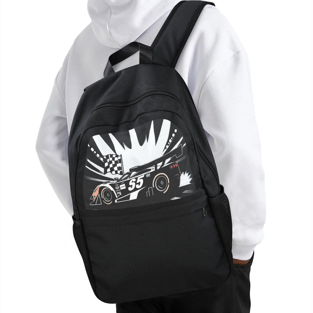 Race Car Winner Boy's Casual School Backpack | Upper Part Printing