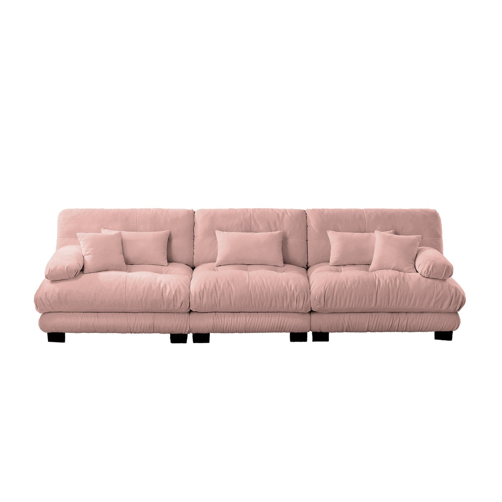 3-Seater Sectional Sofa Modular Deep Seat Sofa Couch , Chenille Sofa Soft Comfy Upholstered Furniture for Living Room, Apartment, Studio, Office,Chenille Pink