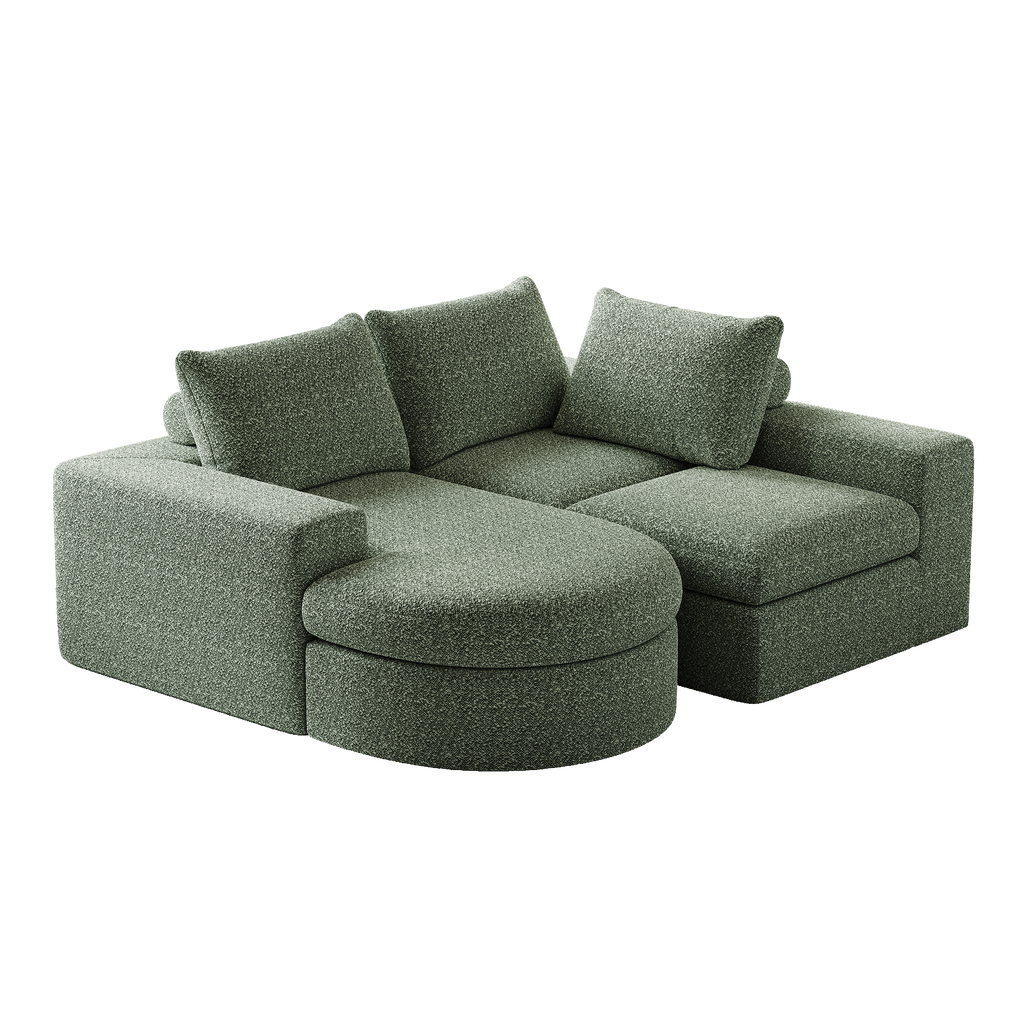 99-Inch Chenille Cloud Curved Sectional Sofa with Chaise, L-Shaped Modern Boneless Couch with Deep Seats, Chenille Sectional Sofa for Living Room and Bedroom, No Assembly Required