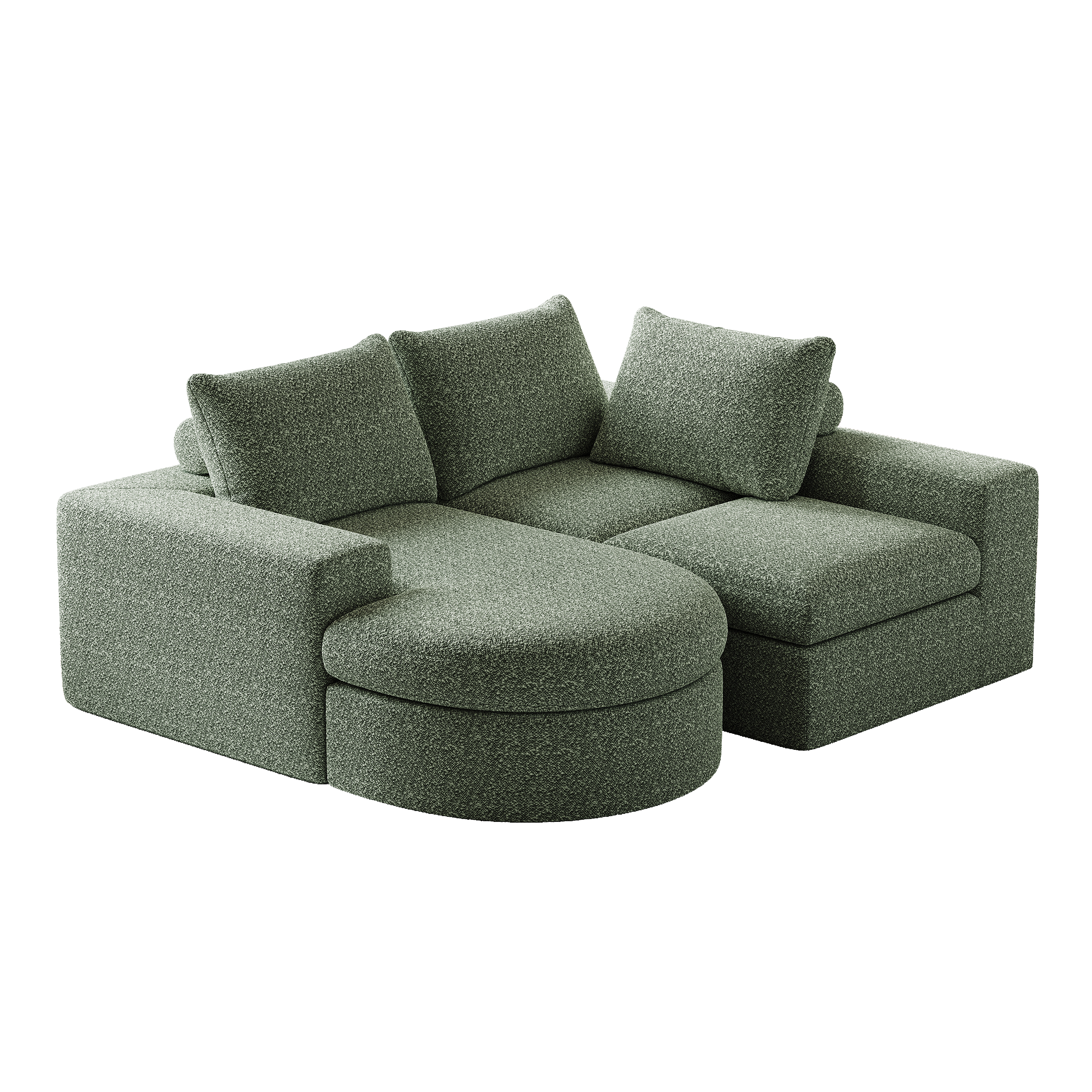 99-Inch Chenille Cloud Curved Sectional Sofa with Chaise, L-Shaped Modern Boneless Couch with Deep Seats, Chenille Sectional Sofa for Living Room and Bedroom, No Assembly Required