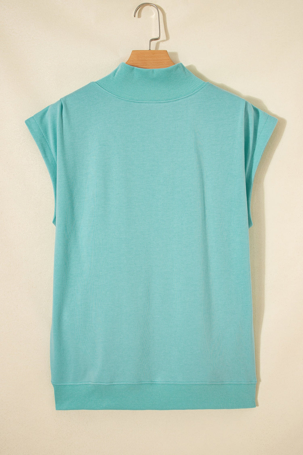 Solid Mock Neck Cap Sleeve Oversized Top