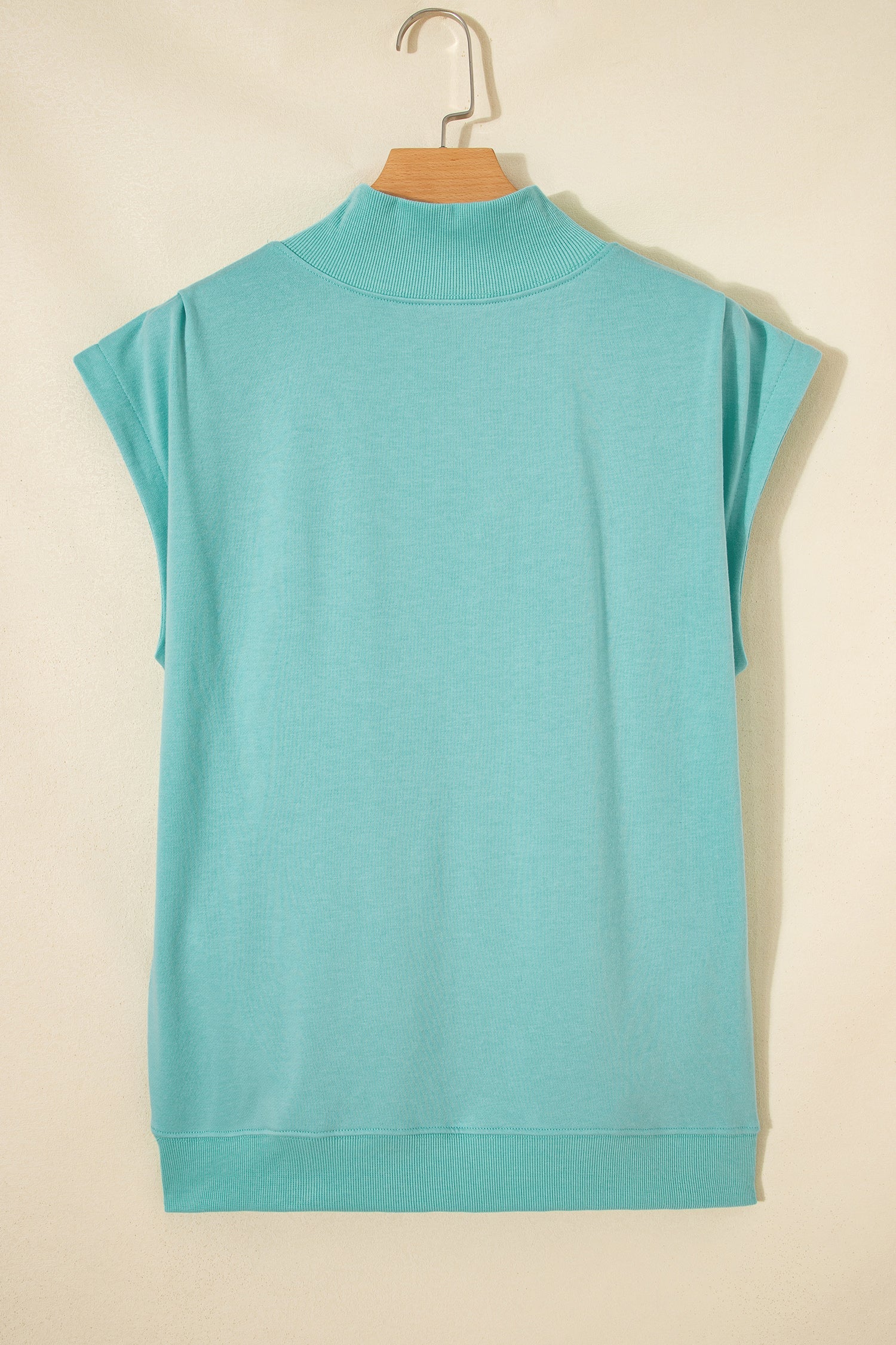 Solid Mock Neck Cap Sleeve Oversized Top