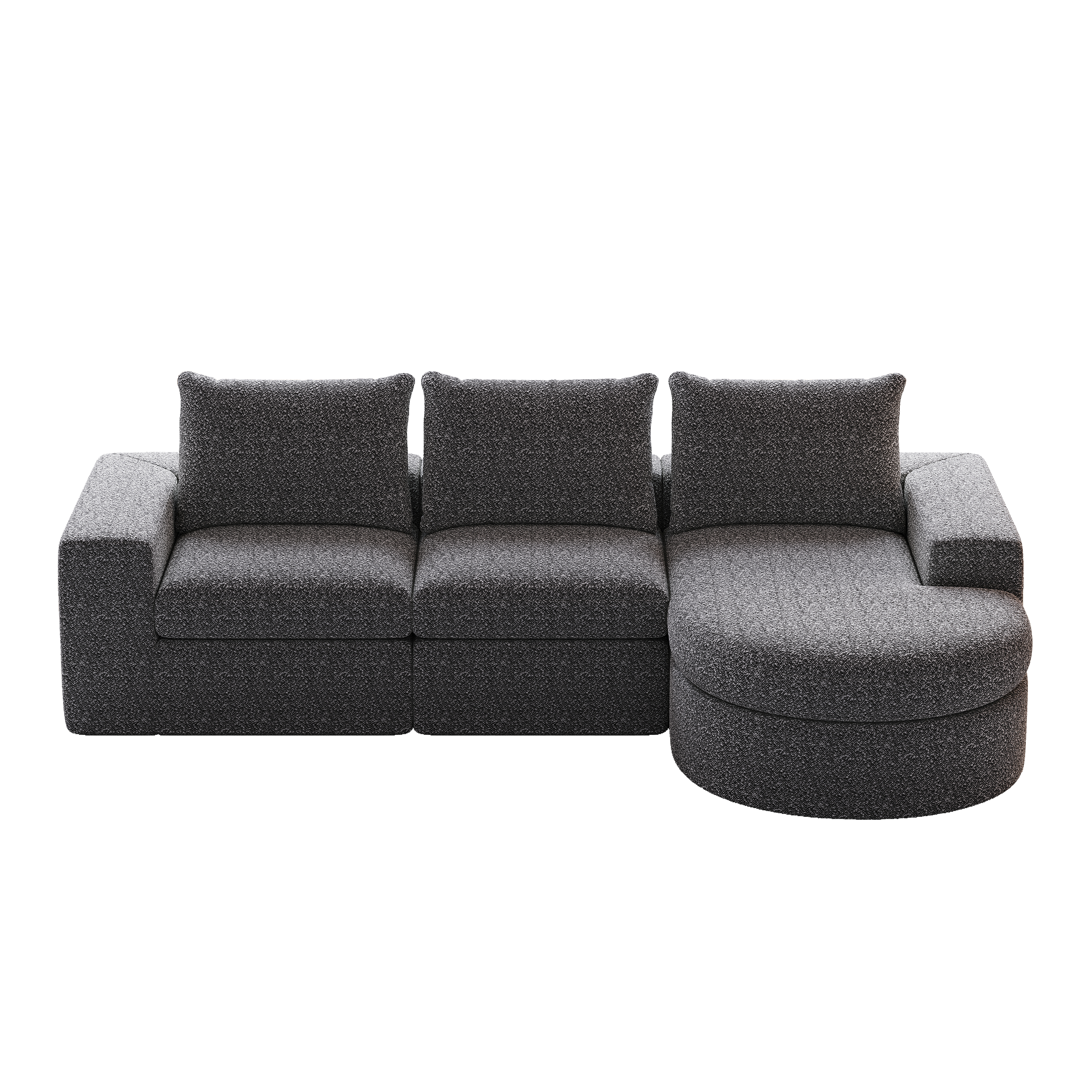 99-Inch Chenille Cloud Curved Sectional Sofa with Chaise, L-Shaped Modern Boneless Couch with Deep Seats, Chenille Sectional Sofa for Living Room and Bedroom, No Assembly Required