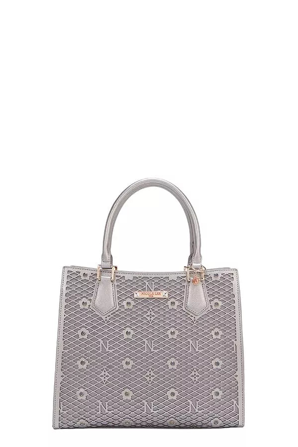 Nicole Lee USA Structured Tote Bag Monogram Print Pattern