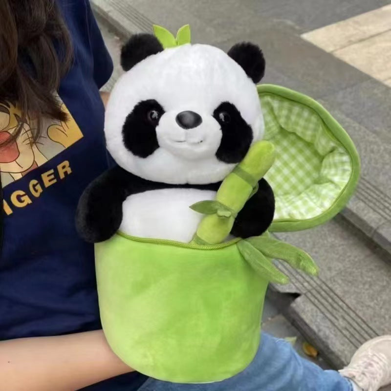 Plush Panda – Soft Bamboo Tube Animal Doll