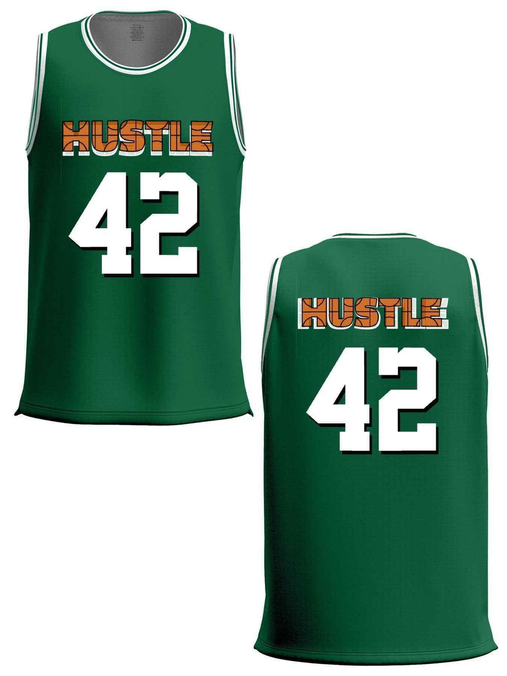 Hustle 42 Adult Green Basketball Jersey | Ships From USA