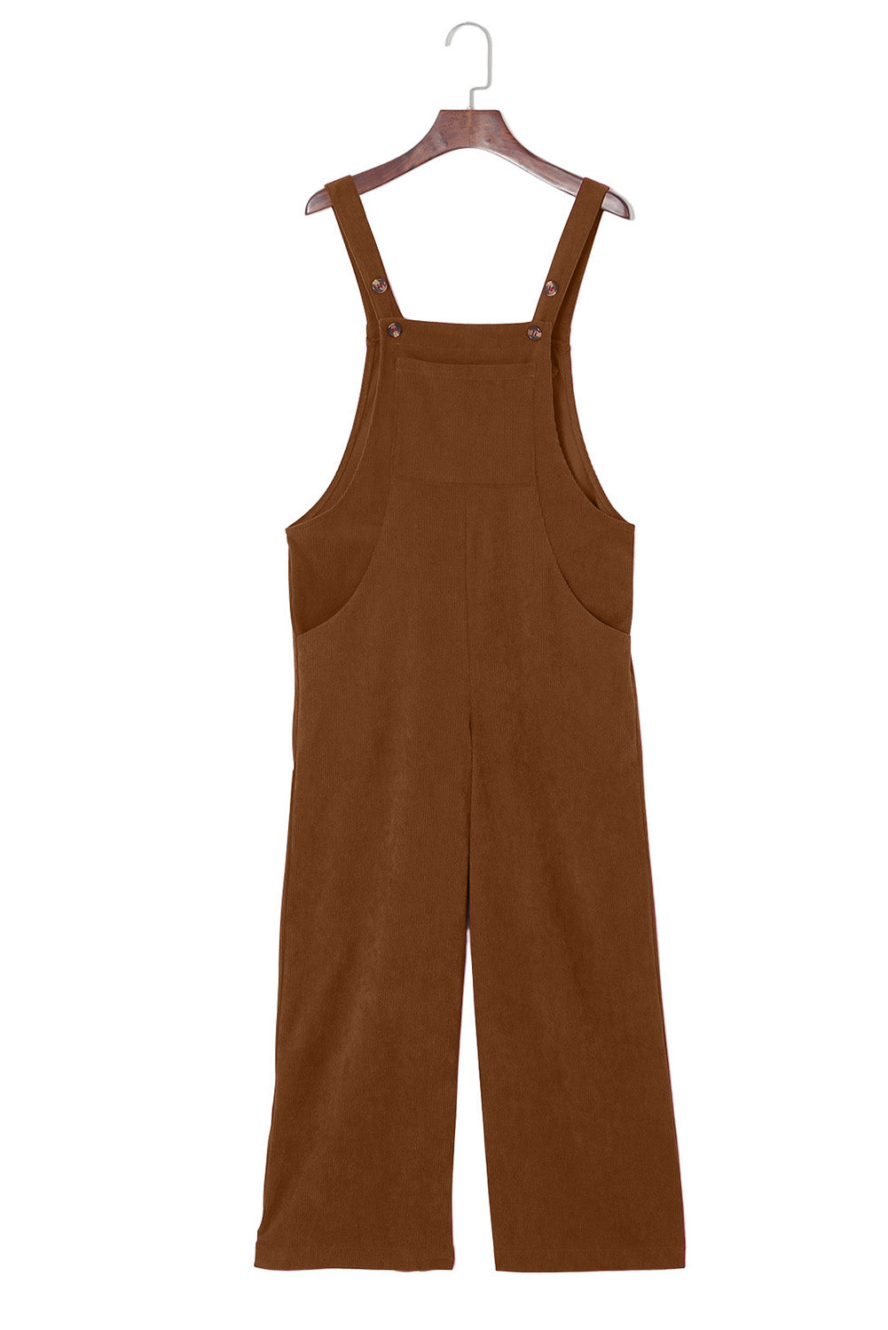 Solid Corduroy Wide Leg Bib Overalls