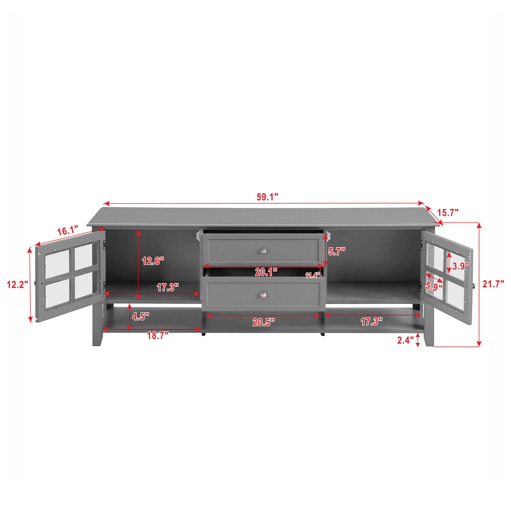 TV Stand for TVs up to 60'', Entertainment Center with Multifunctional Storage Space, TV Cabinet with Modern Design, Media Console for Living Room, Bedroom