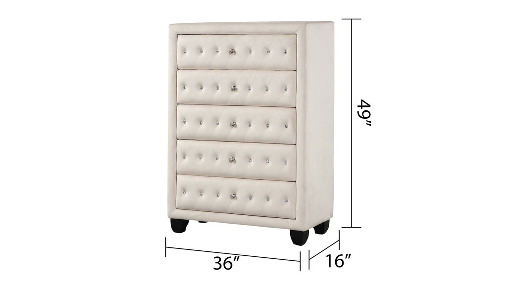 Modern Style Queen 5PC  Bedroom Set with USB Ports & Made with Wood in Cream(CA INVENTORY)