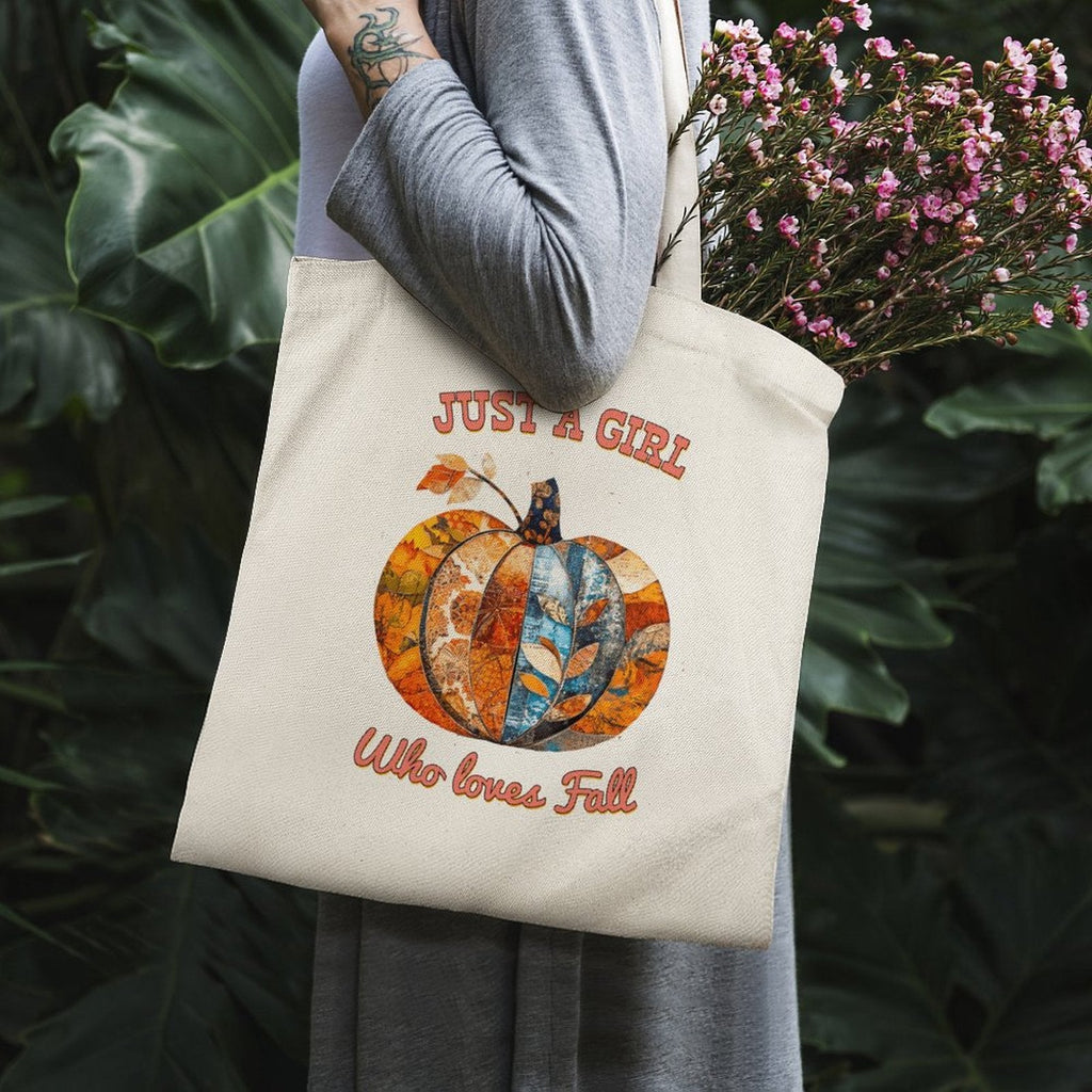 Just a Girl Who Loves Fall Pumpkins Canvas Tote Bag - 13.4" x 15.8"