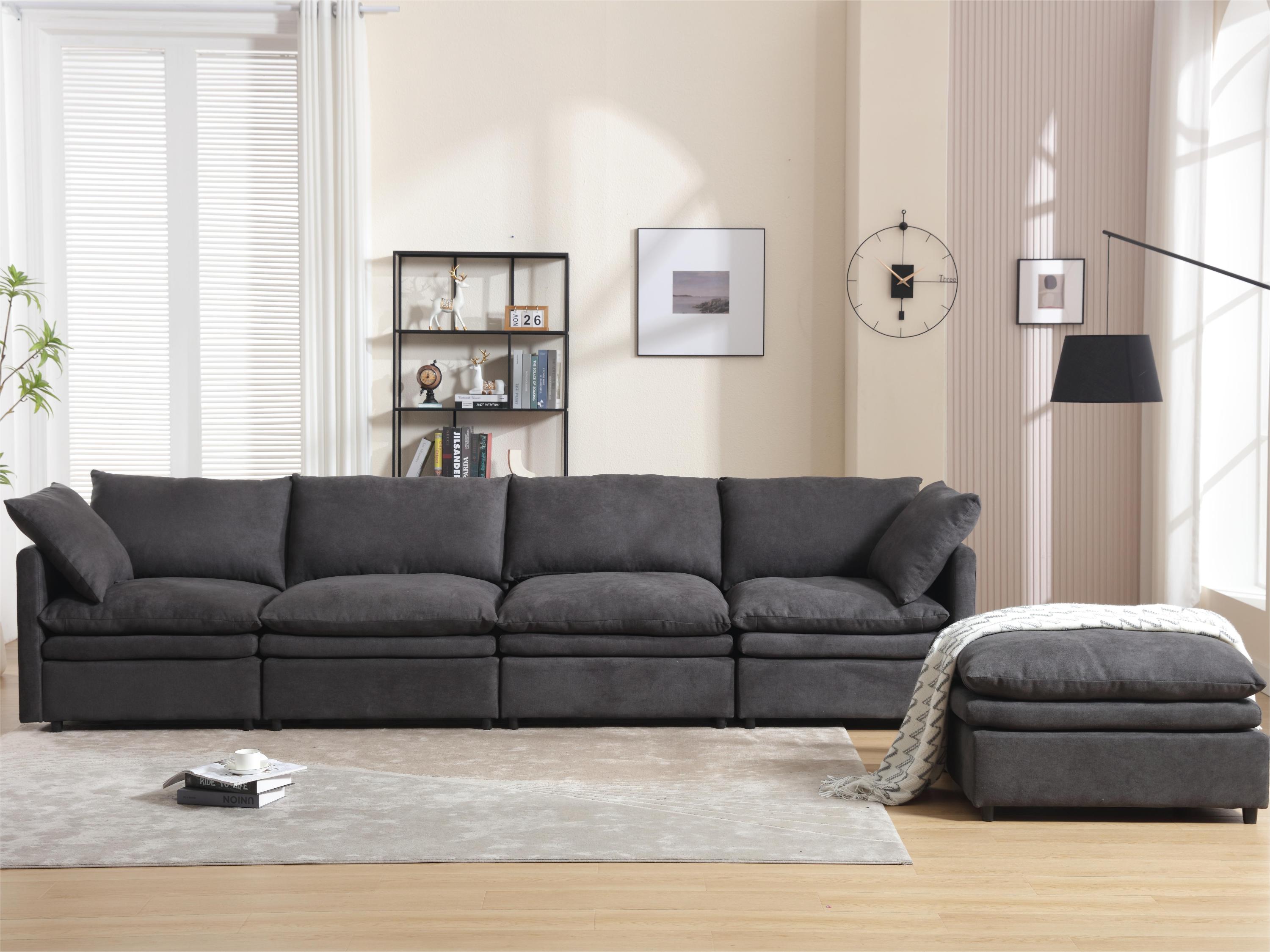 [ PACKAGING NEW UPGRADE]   [VIDEO PROVIDED]Modern U-shaped Sectional Sofa ,5-seat  Sofa ,Sleeper Sofa Couch with Chaise Lounge for Living Room,Apartment,Upholstered,Polyester,New upgrade,Dark Gray