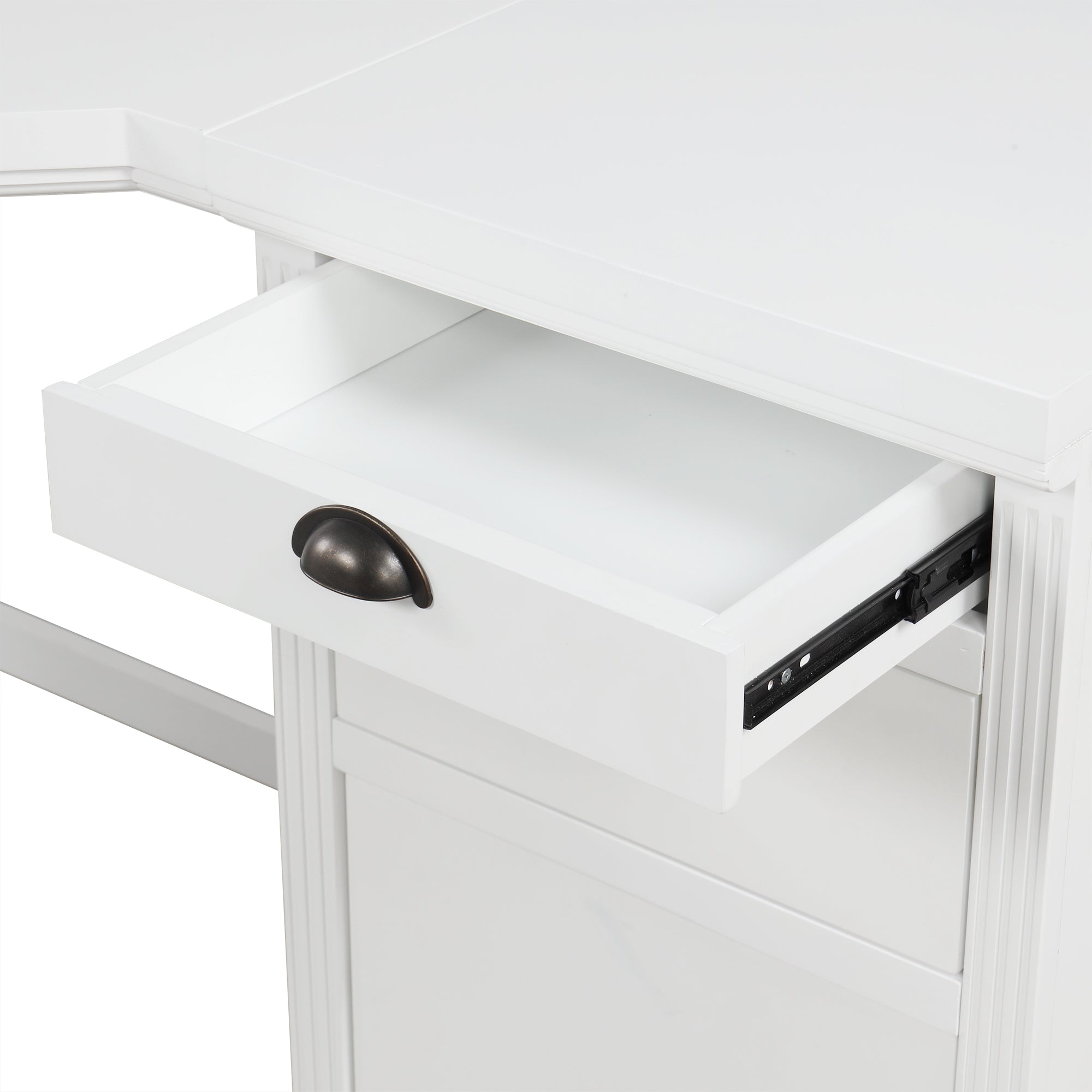57.68' Modern L Shaped Executive Desk with 2 Storage Cabinets and 3 Drawers,Corner Writing Desk,Office Desk Furniture,Computer Desks with Depth Workstation for Home Office,Living room,White