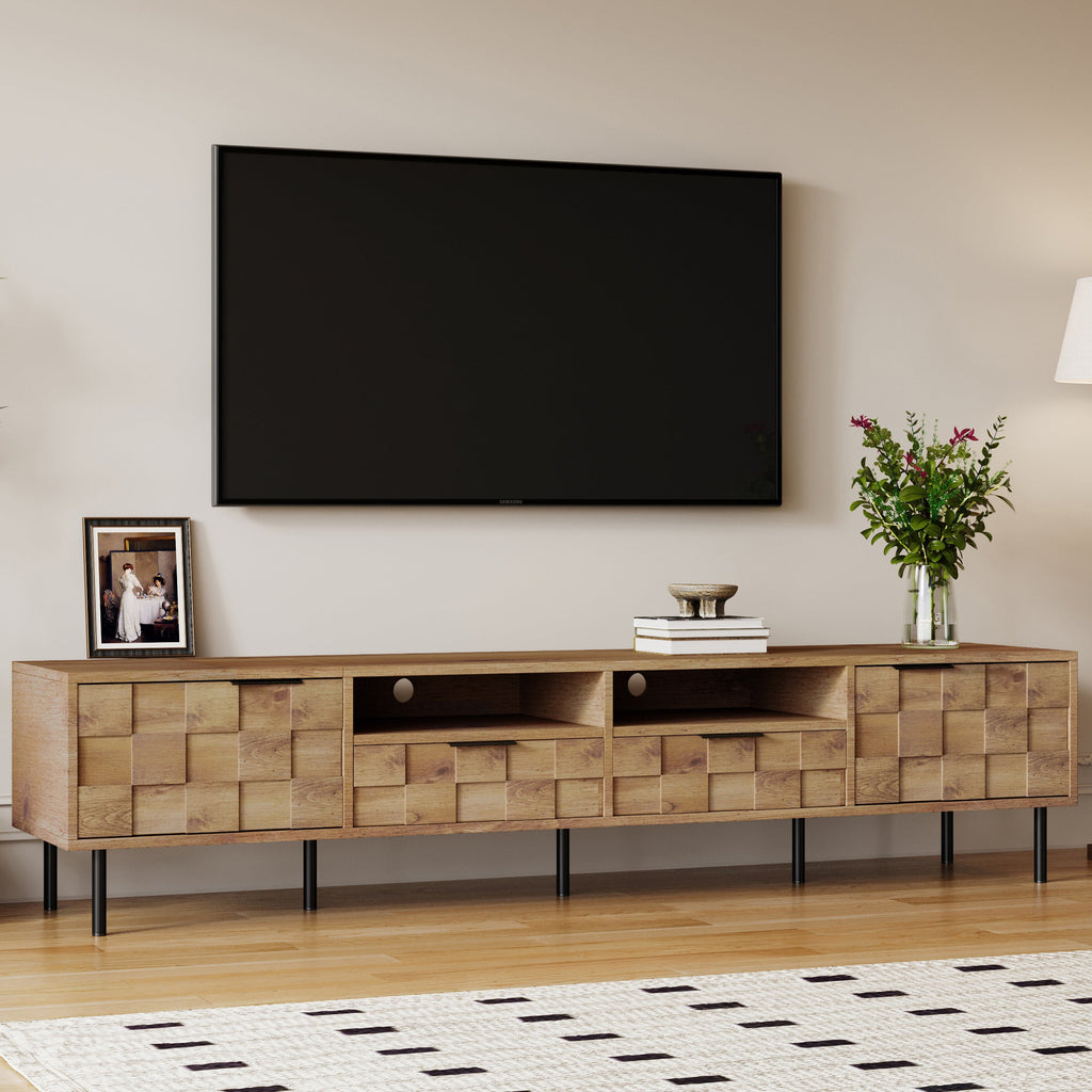 Mid Century TV Stand with 2 Drawers, Media Console Table for TVs up to 85'', Entertainment Center with Storage for Living room, Bedroom, Home Theatre