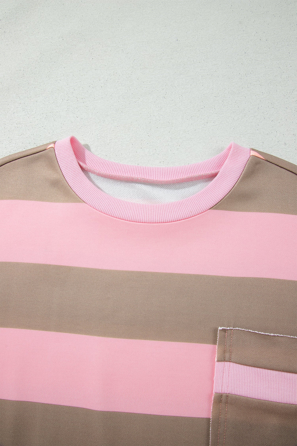 Plus Size Stripe Raw Seam Drop Shoulder Sweatshirt