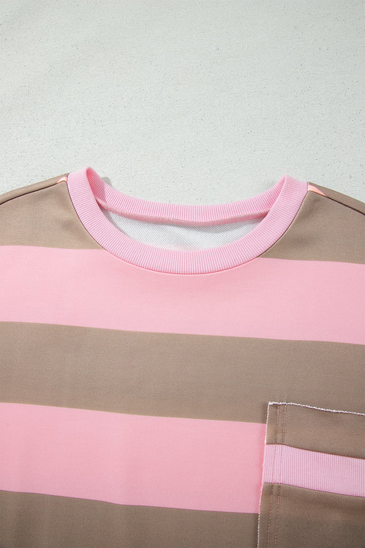 Plus Size Stripe Raw Seam Drop Shoulder Sweatshirt