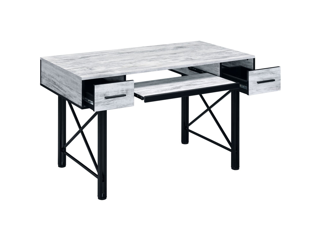 Settea Antique White & Black Finish Computer Desk