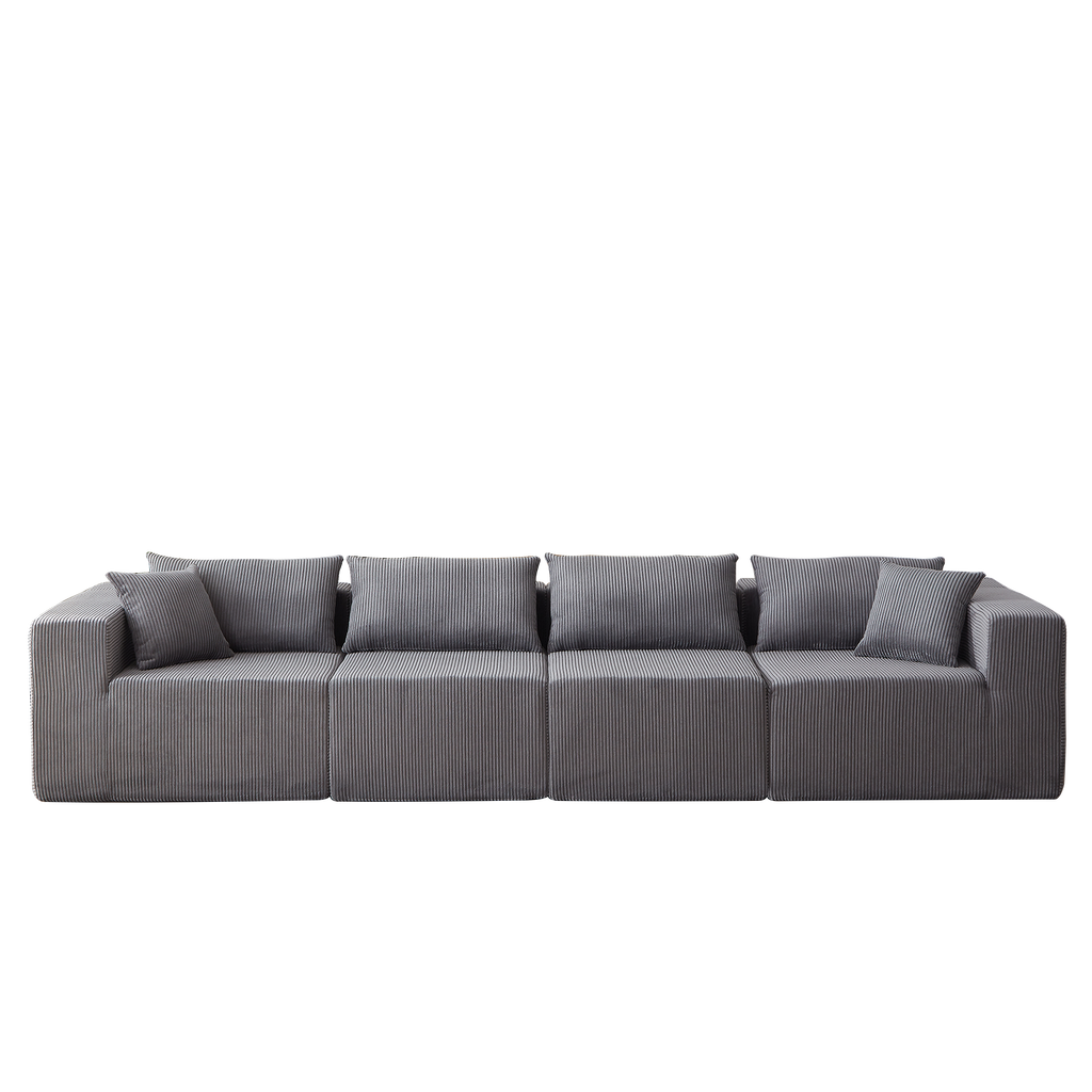 104-Inch Corduroy Modular L Shaped Sectional Sofa,Luxury Floor Couch Set,Upholstered Indoor Furniture,Foam-Filled Compressed Sofa for Living Room,Bedroom,4 PC Free Combination