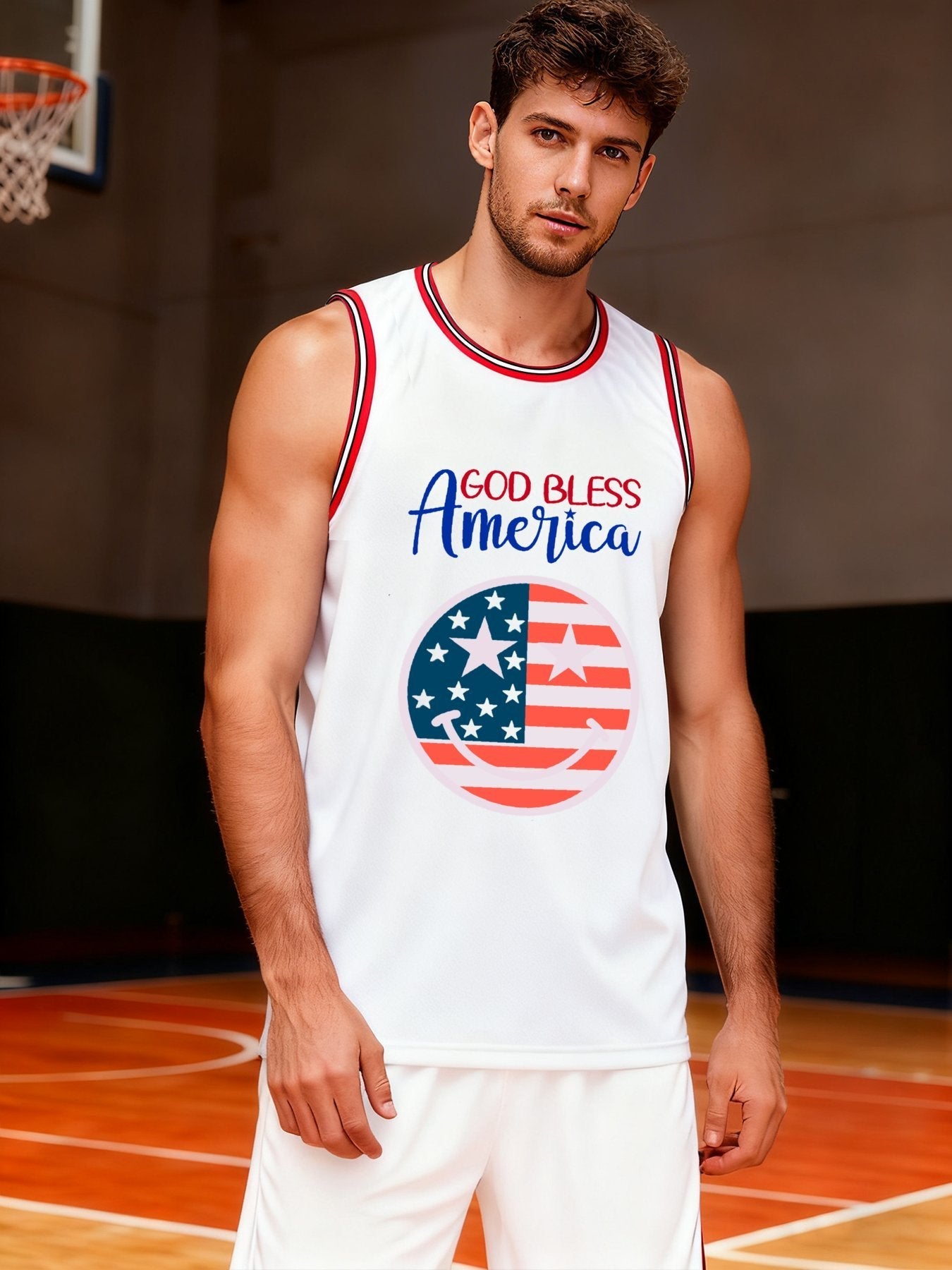 God Bless America Adult White & Red Basketball Jersey | Ships From USA