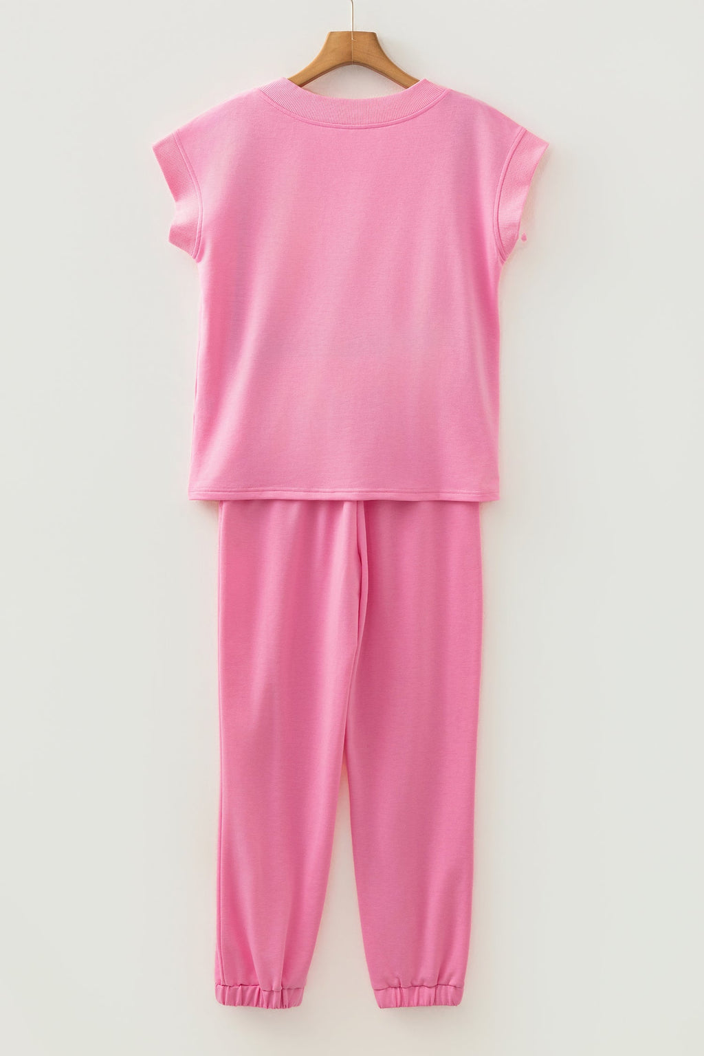 Solid V-Neck Tee & Drawstring Pants Set