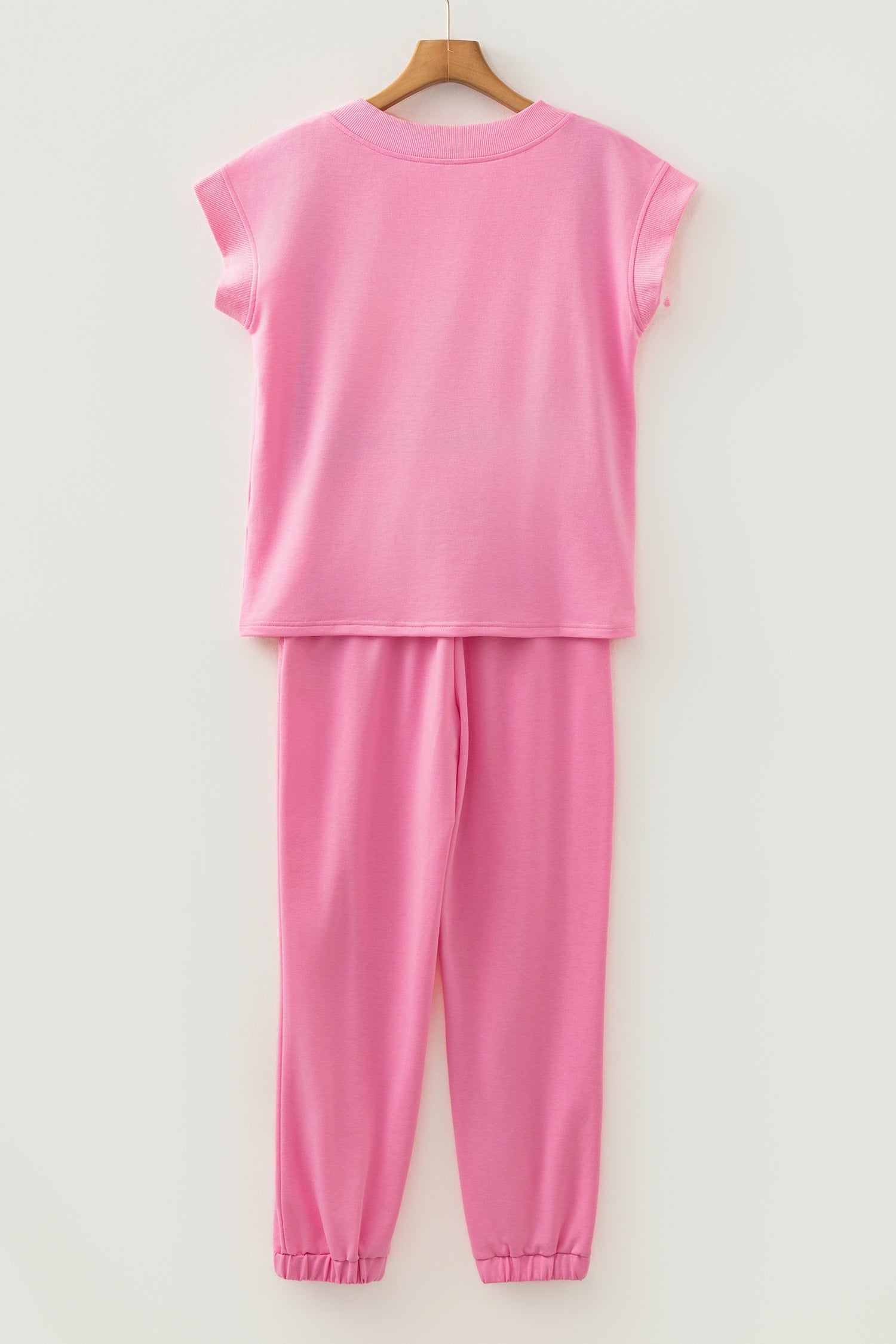 Solid V-Neck Tee & Drawstring Pants Set