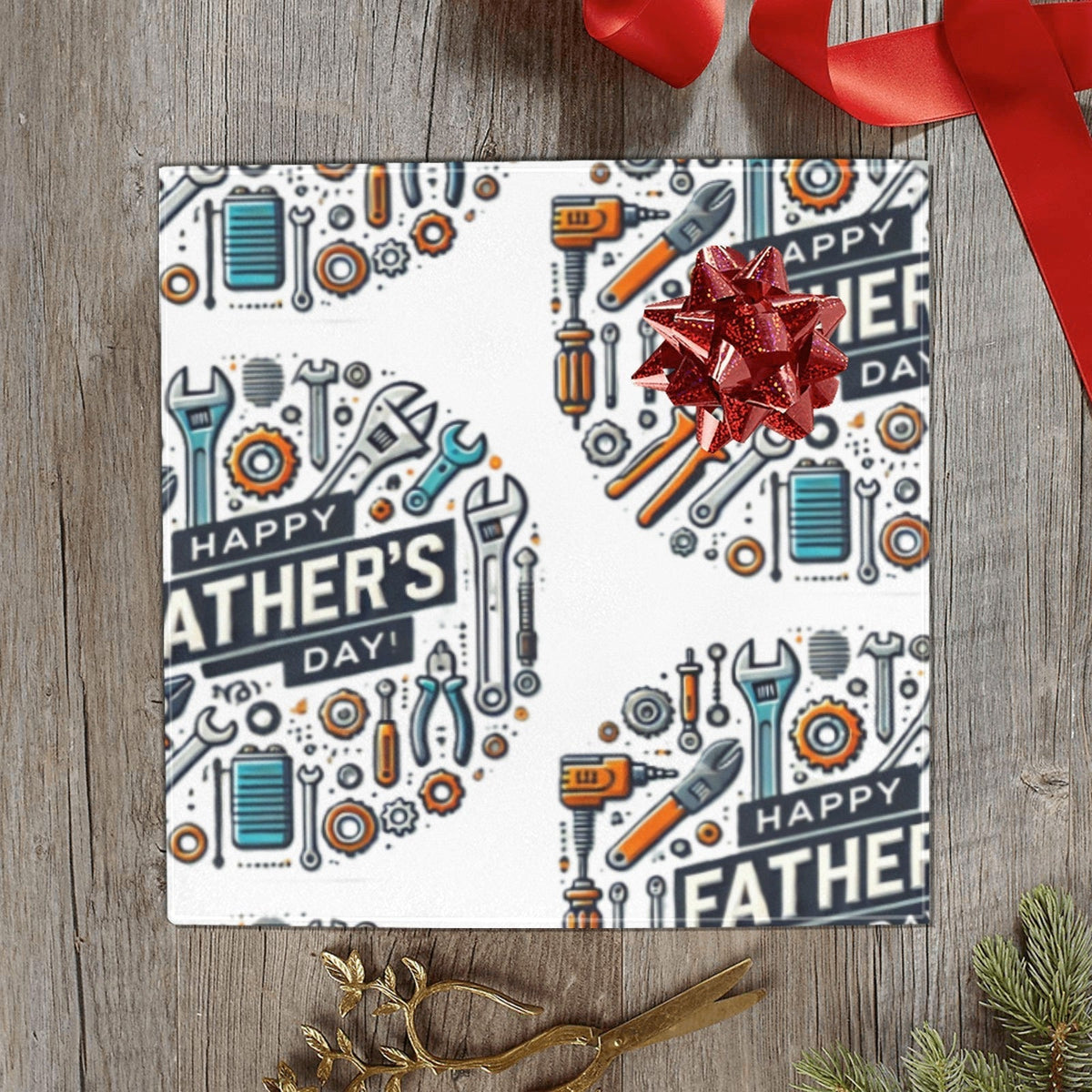 Happy Father's Day with Tools Custom Gift Wrapping Paper - 58"x 23" (Made in USA)