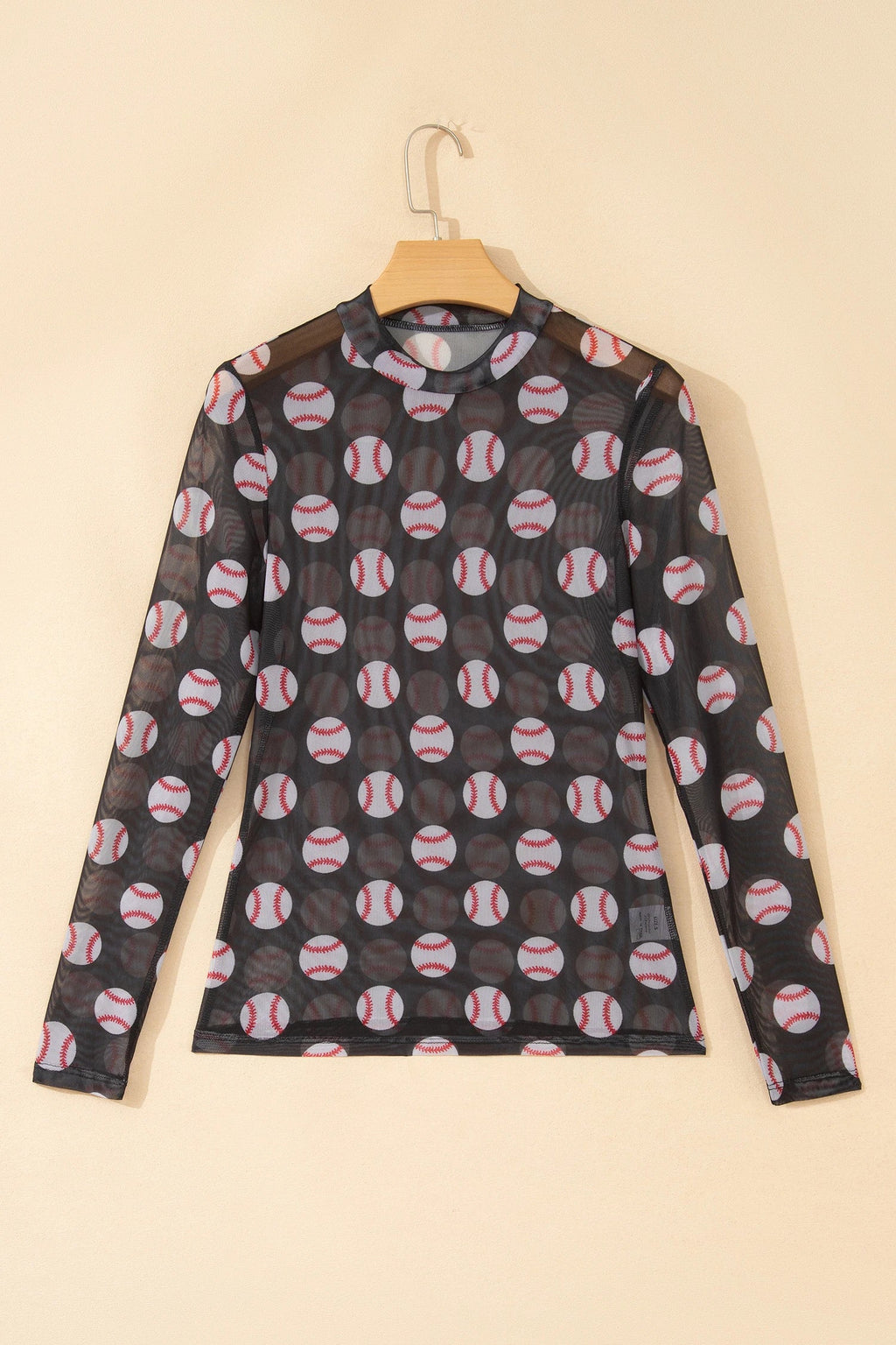 Game Day Baseball Sheer Mesh Long Sleeve Top