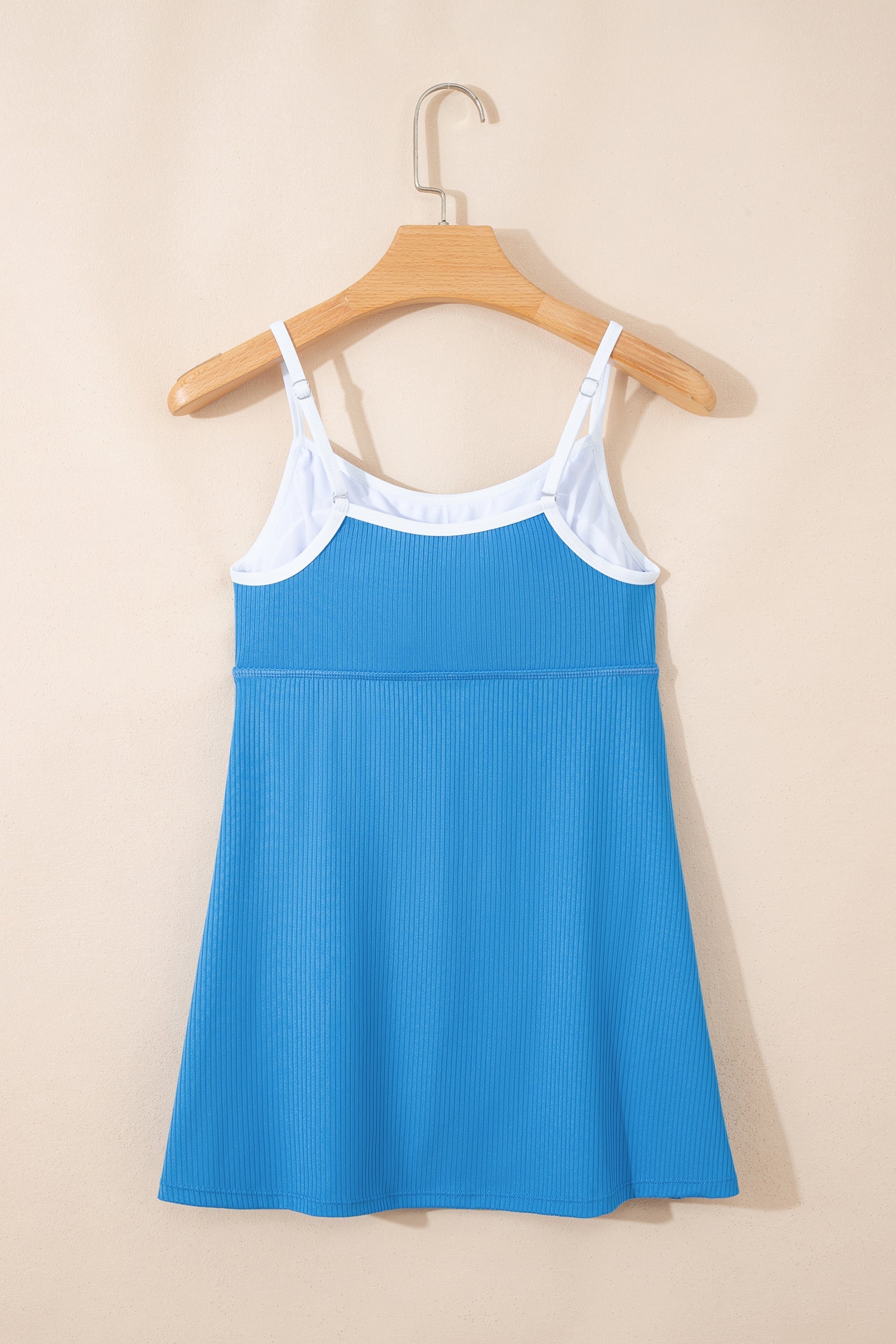 Contrast Trim Ribbed Lined Swim Dress w/ Pockets