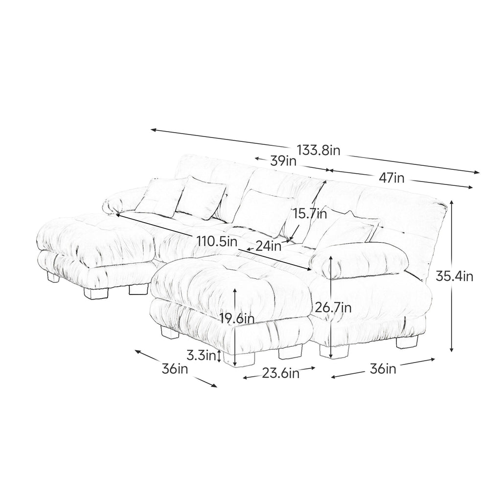 Luxury Modular Sectional Sofa Couch - Oversized U Shaped Cloud Couch for Living Room,Deep Seat Sofa Couch with 2 Ottomans ,Chenille Pink