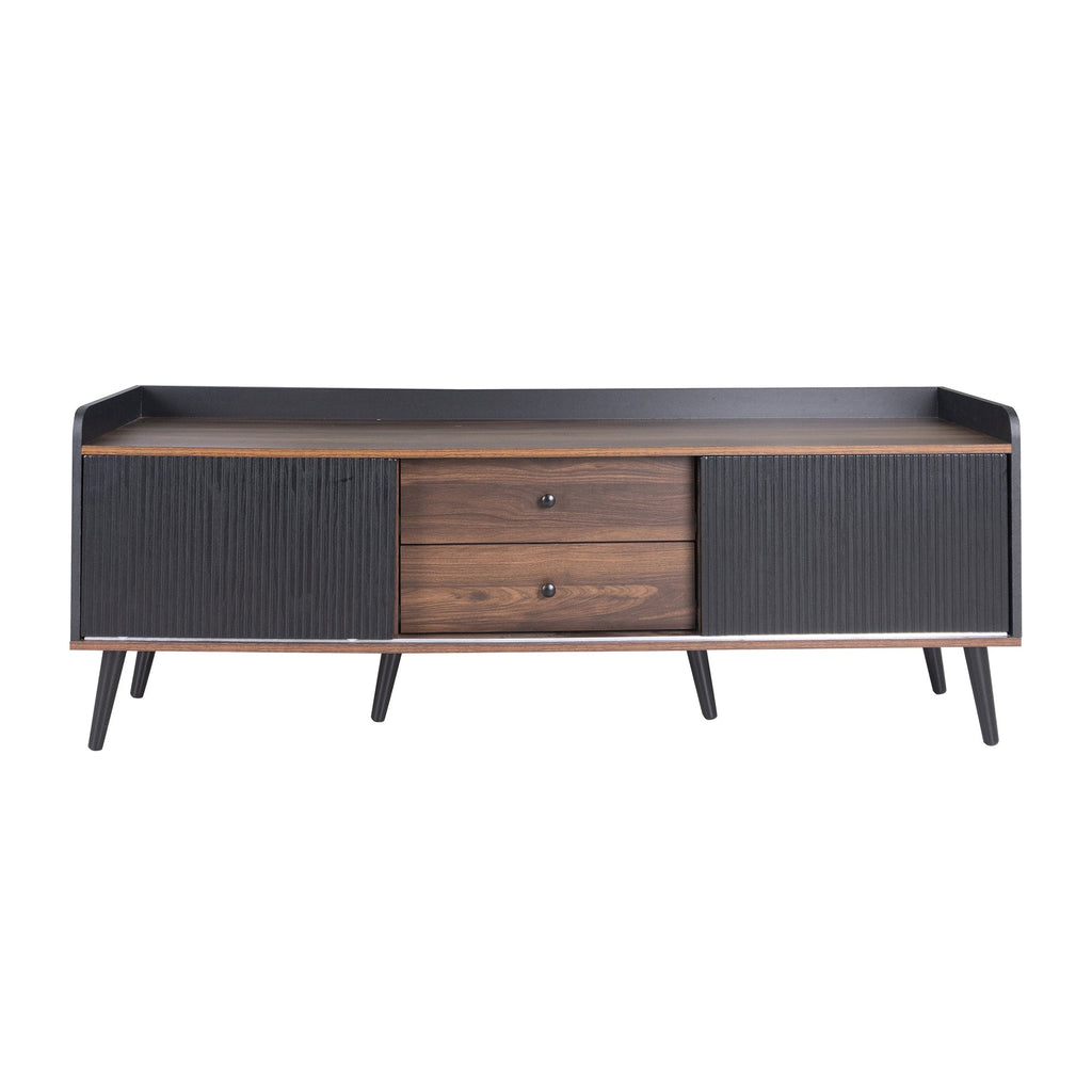 63'' Mid Century TV Stand with 2 Cabinets&  Open Compartments, Entertainment Center for TVs up to 70'', Television Console for Living Room, Bedroom, Home Theatre