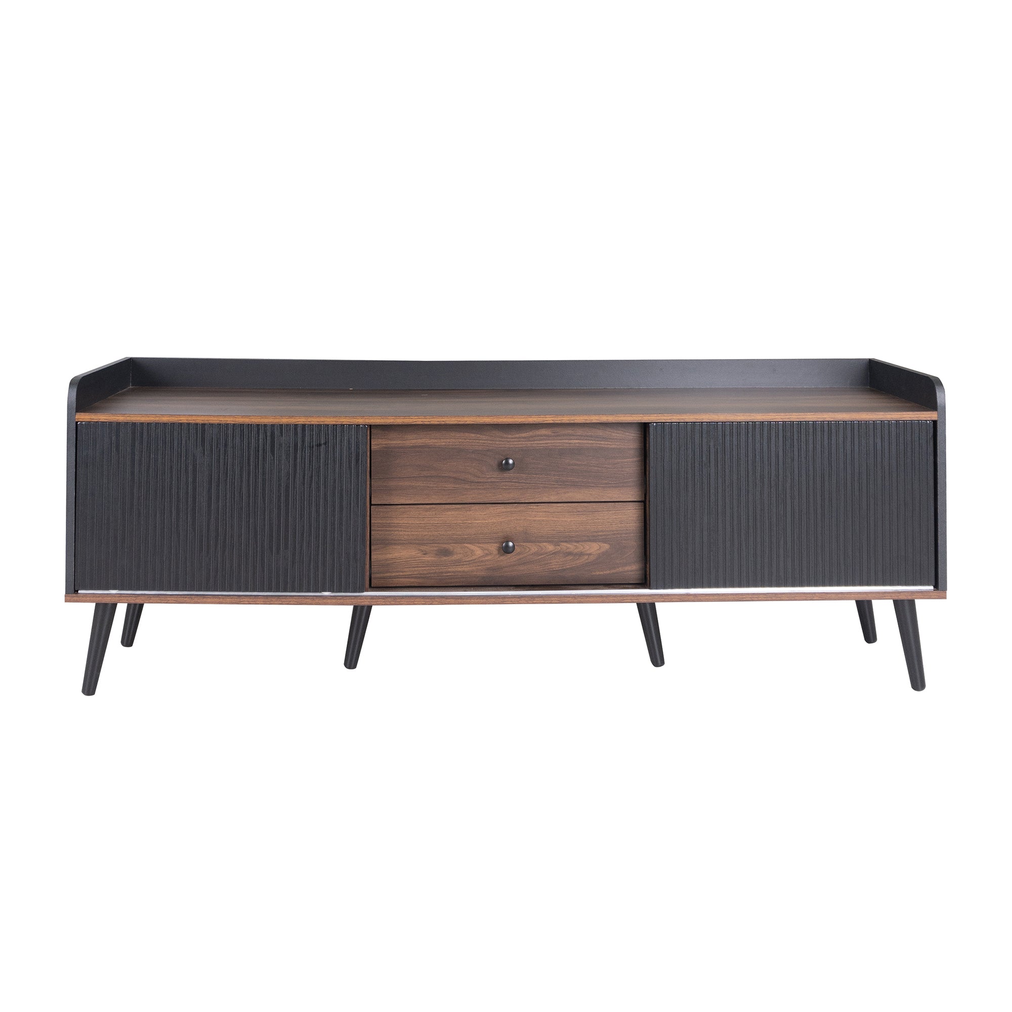 63'' Mid Century TV Stand with 2 Cabinets&  Open Compartments, Entertainment Center for TVs up to 70'', Television Console for Living Room, Bedroom, Home Theatre