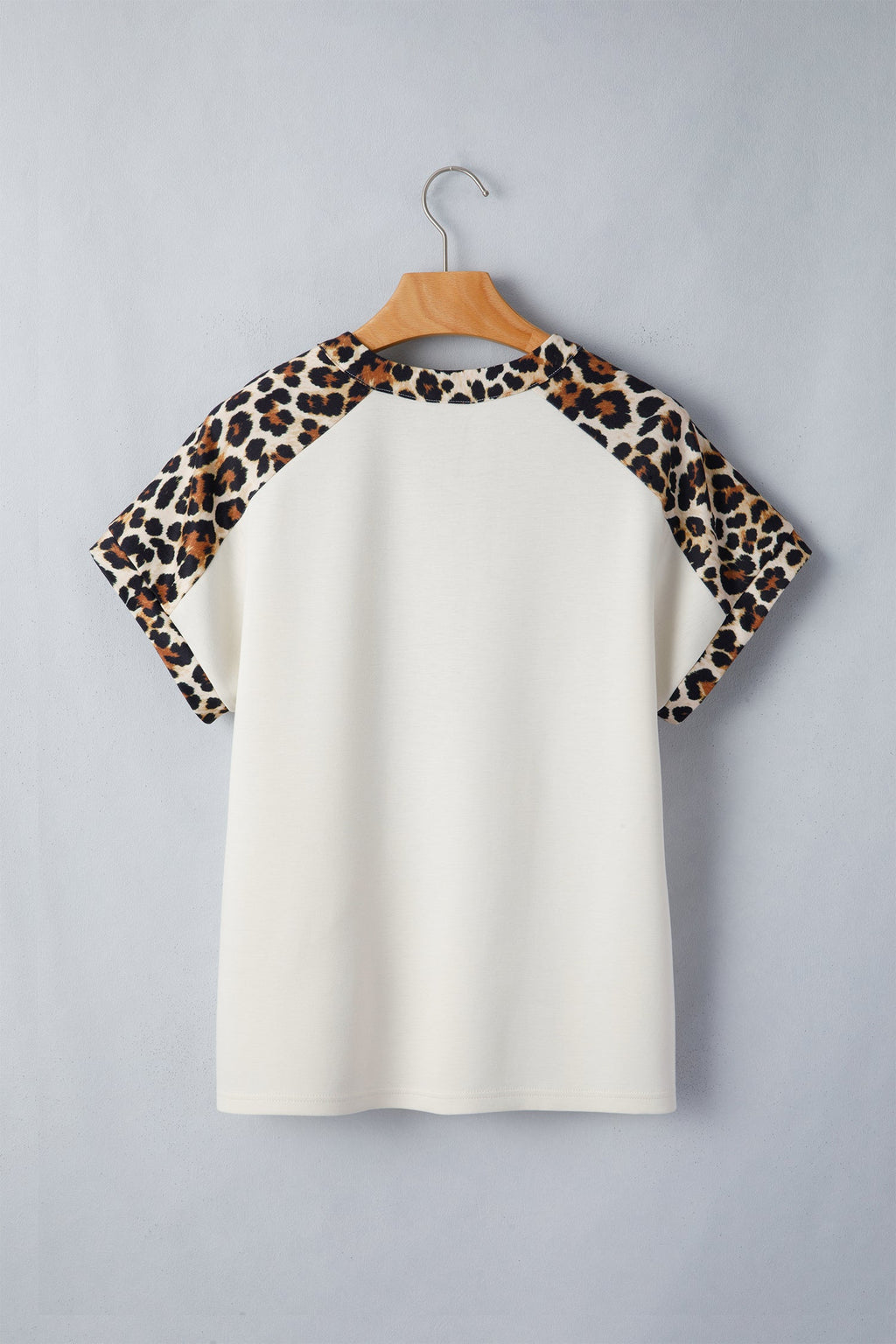 Leopard Patchwork Half Buttoned Short Sleeve Top