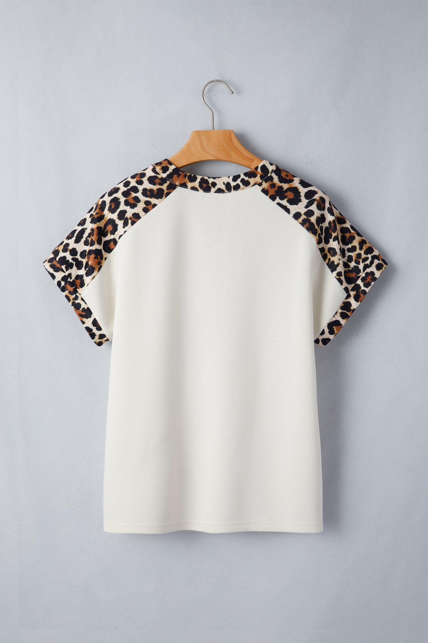 Leopard Patchwork Half Buttoned Short Sleeve Top