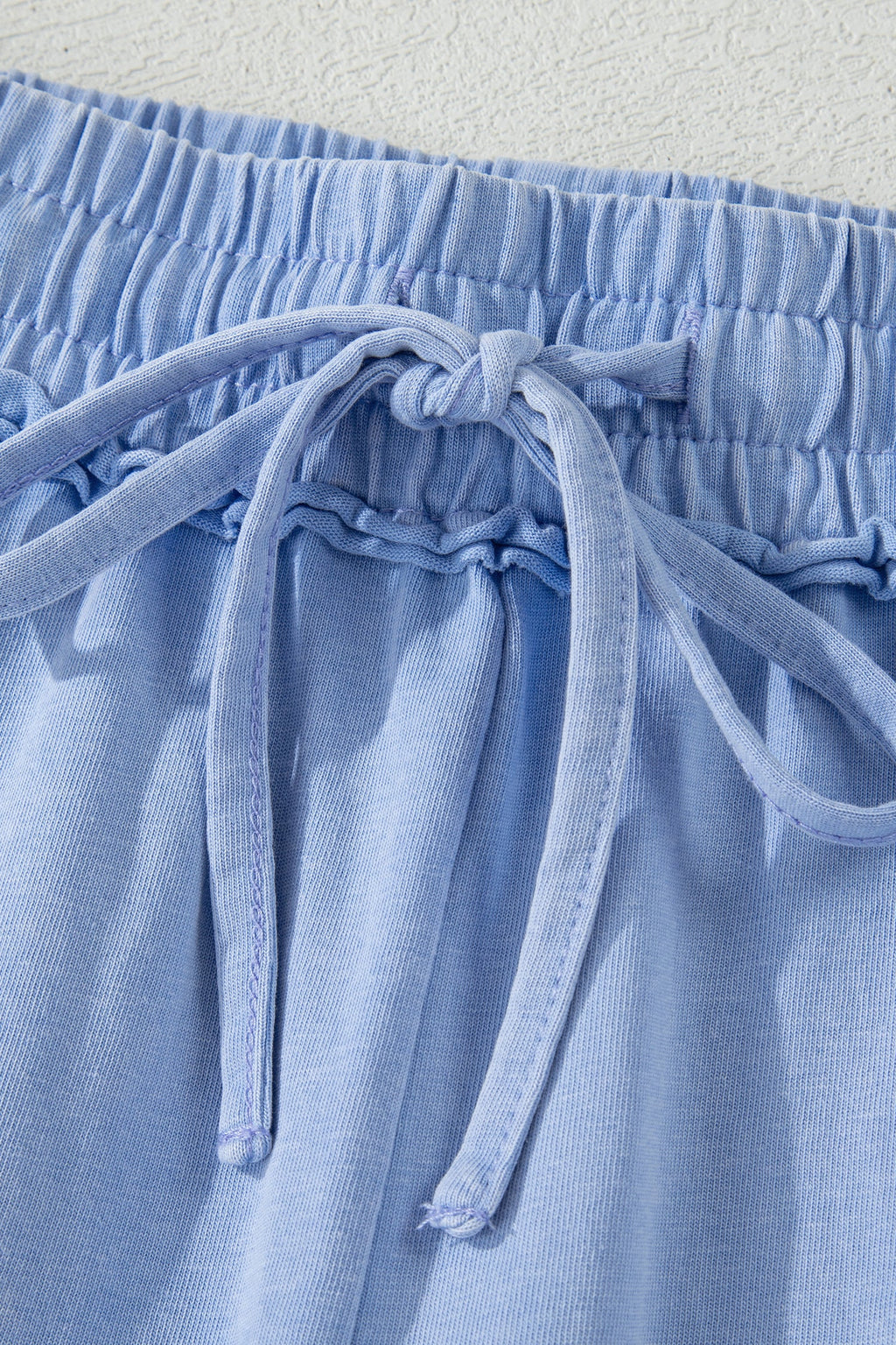 Mineral Wash Drawstring Elastic Waist Raw Edge Shorts