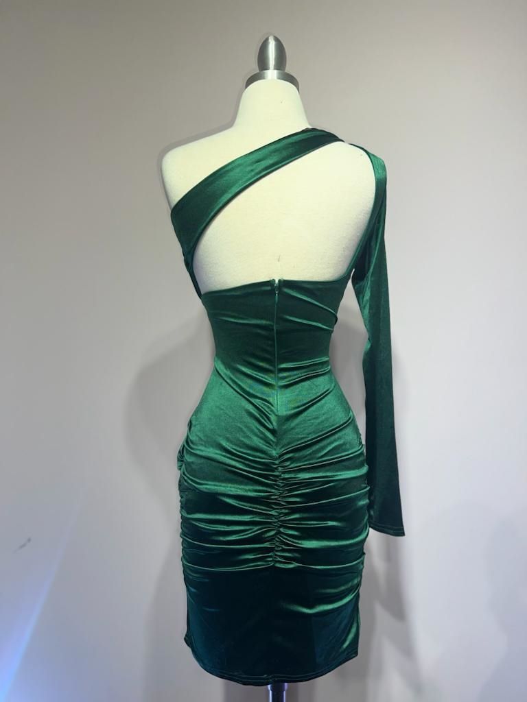 One shoulder satin mini dress CDB2313