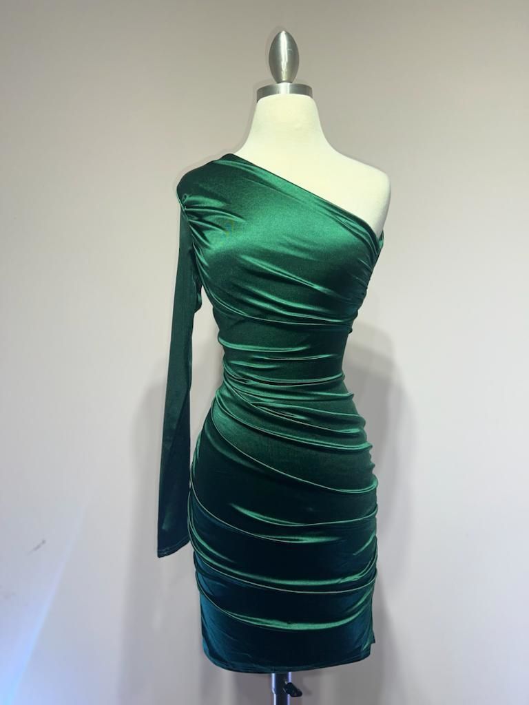 One shoulder satin mini dress CDB2313