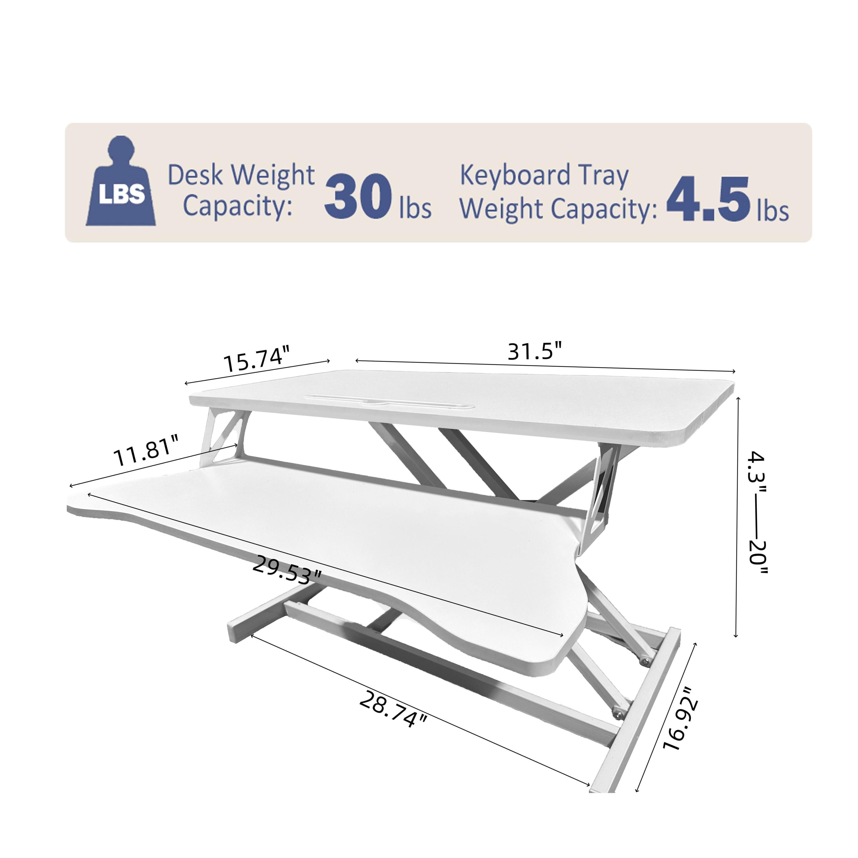 32 Inch Desk Converter, Height Adjustable Sit to Stand Riser, Dual Monitor and Laptop Workstation with Wide Keyboard Tray, Standing Computer Desk, WHITE ( BACK TO SCHOOL )