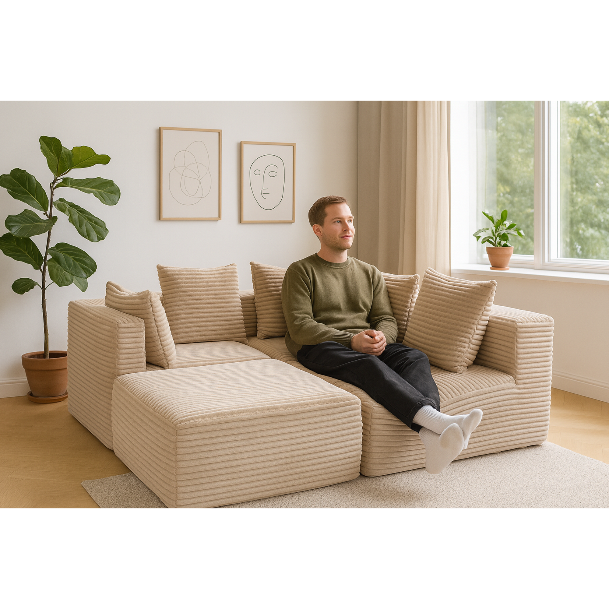 Compressed Sofa:Magic Cube Sofa-YKX-33001-Beige