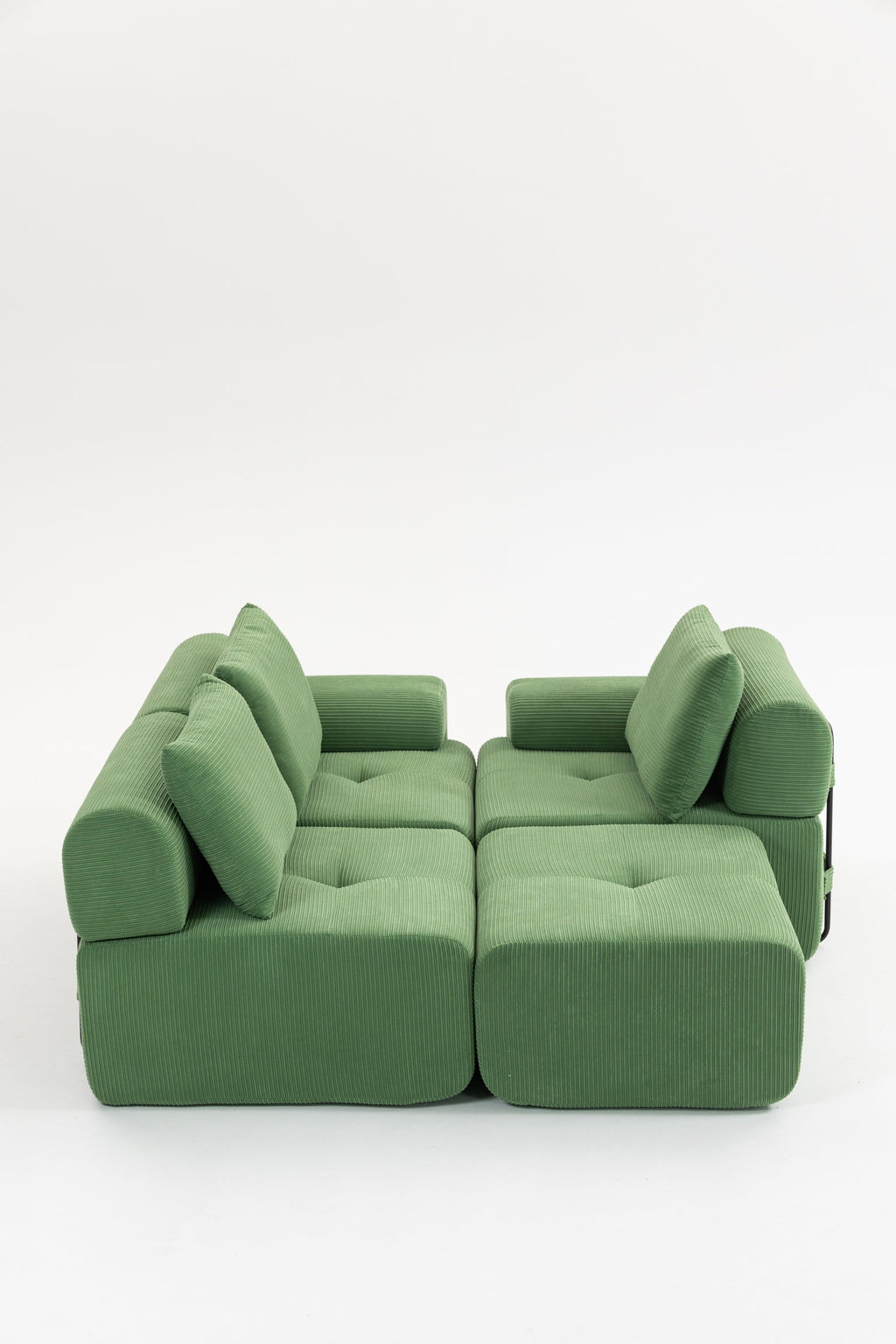 L-Shaped Sectional Couches for Living Room with Memory Foam & Steel Frame - No Assembly Convertible Sofa Bed, Corduroy Fabric Compression Sofa, Modular Couch for Apartments,Bedrooms,Home Theate,Green