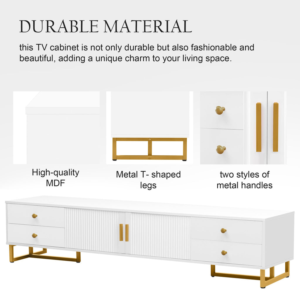 U-Can TV Stand for 65+ Inch TV, Entertainment Center TV Media Console Table, Modern TV Stand with Storage, TV Console Cabinet Furniture for Living Room