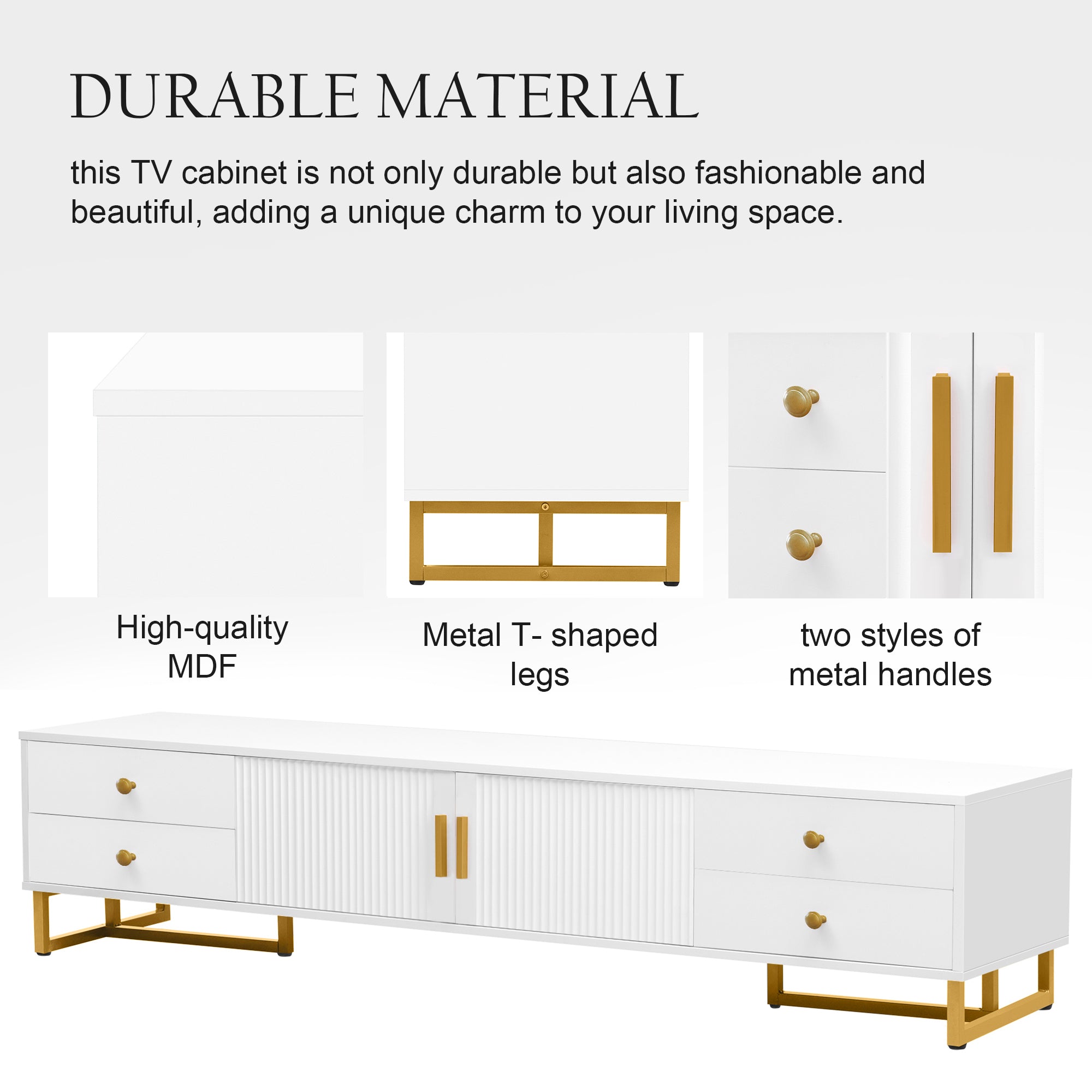 U-Can TV Stand for 65+ Inch TV, Entertainment Center TV Media Console Table, Modern TV Stand with Storage, TV Console Cabinet Furniture for Living Room