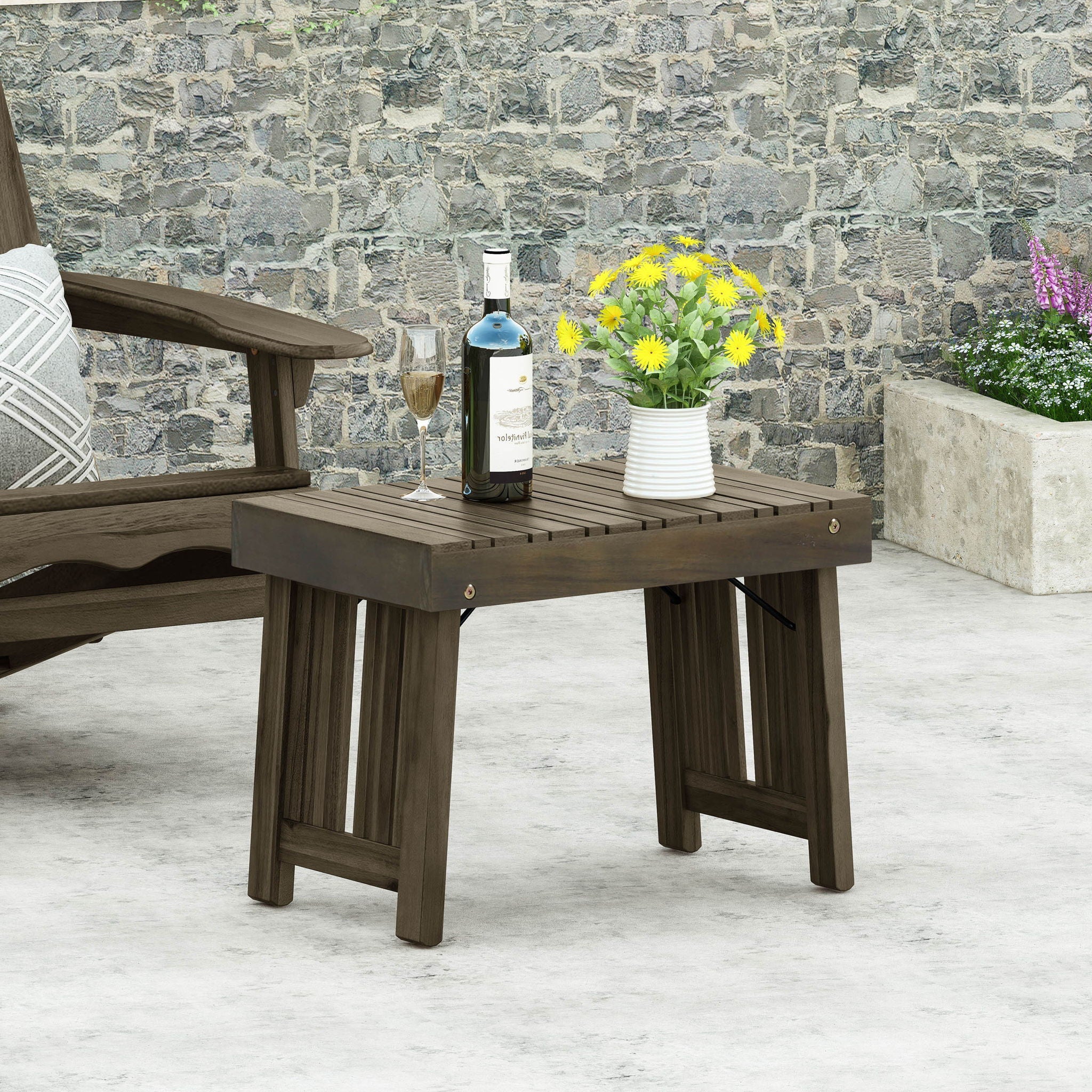 Temptation - Outdoor Foldable Side Table With Slat Design