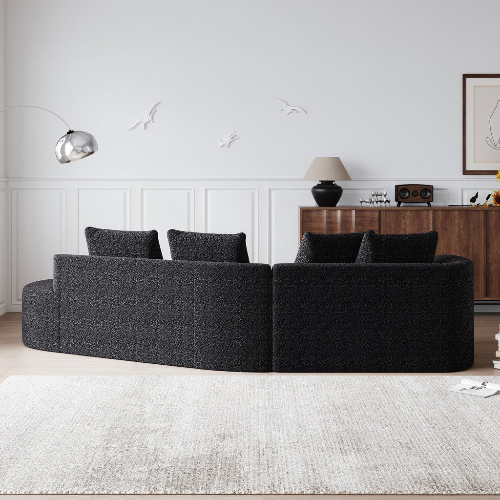 Modern Upholstered Oversized Sectional Sofa, 112-Inch Chenille 4-Seater Extra Deep & Wide Seat Curved Cloud Couch with 4 Throw Pillows, Free Combination Sofa Couch for Living Room,Bedroom