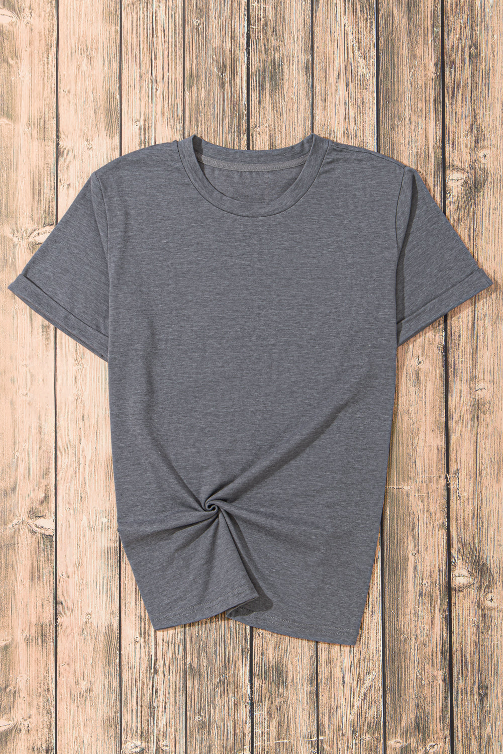 Solid Short Sleeve Crew Neck Tee