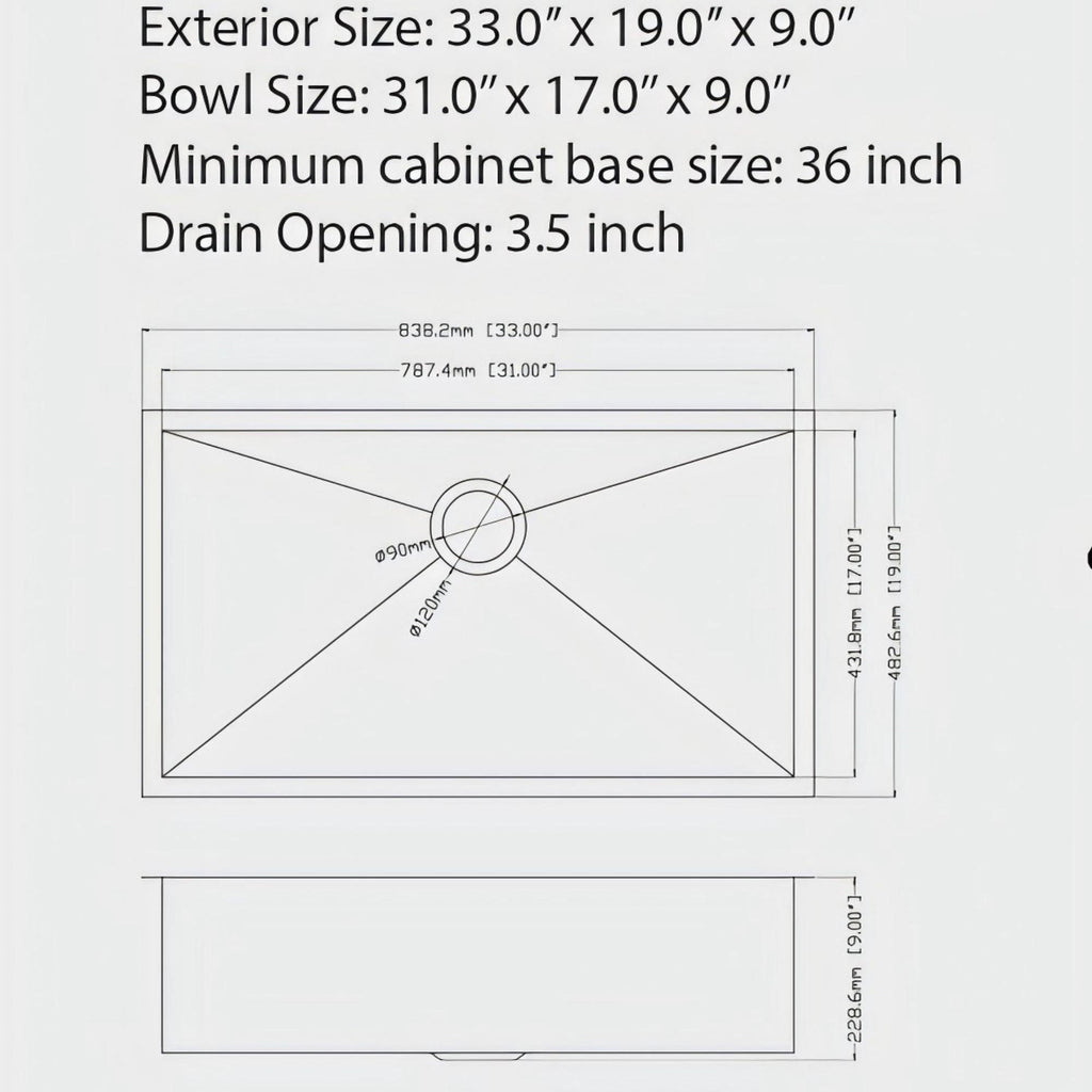Undermount Kitchen Sink 16 Gauge Single Bowl Stainless Steel
