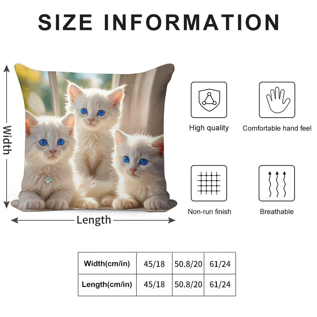Fluffy White Kittens with Blue Eyes Ultra-Soft Pillowcases - 18"×18"