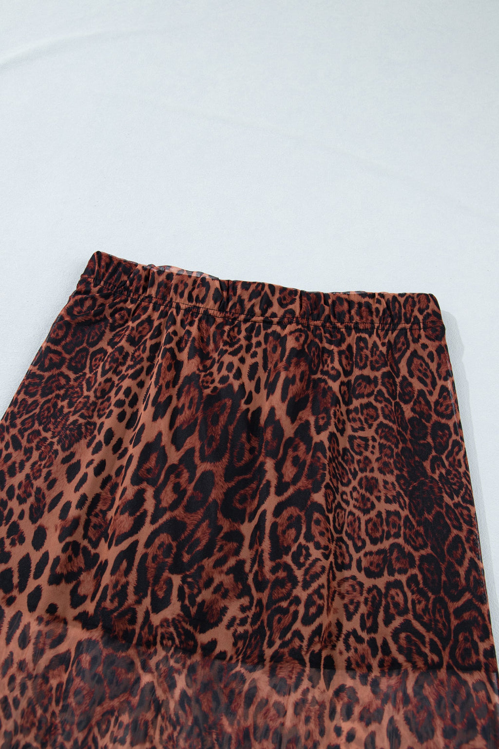 Leopard Mesh Sheer Maxi Skirt