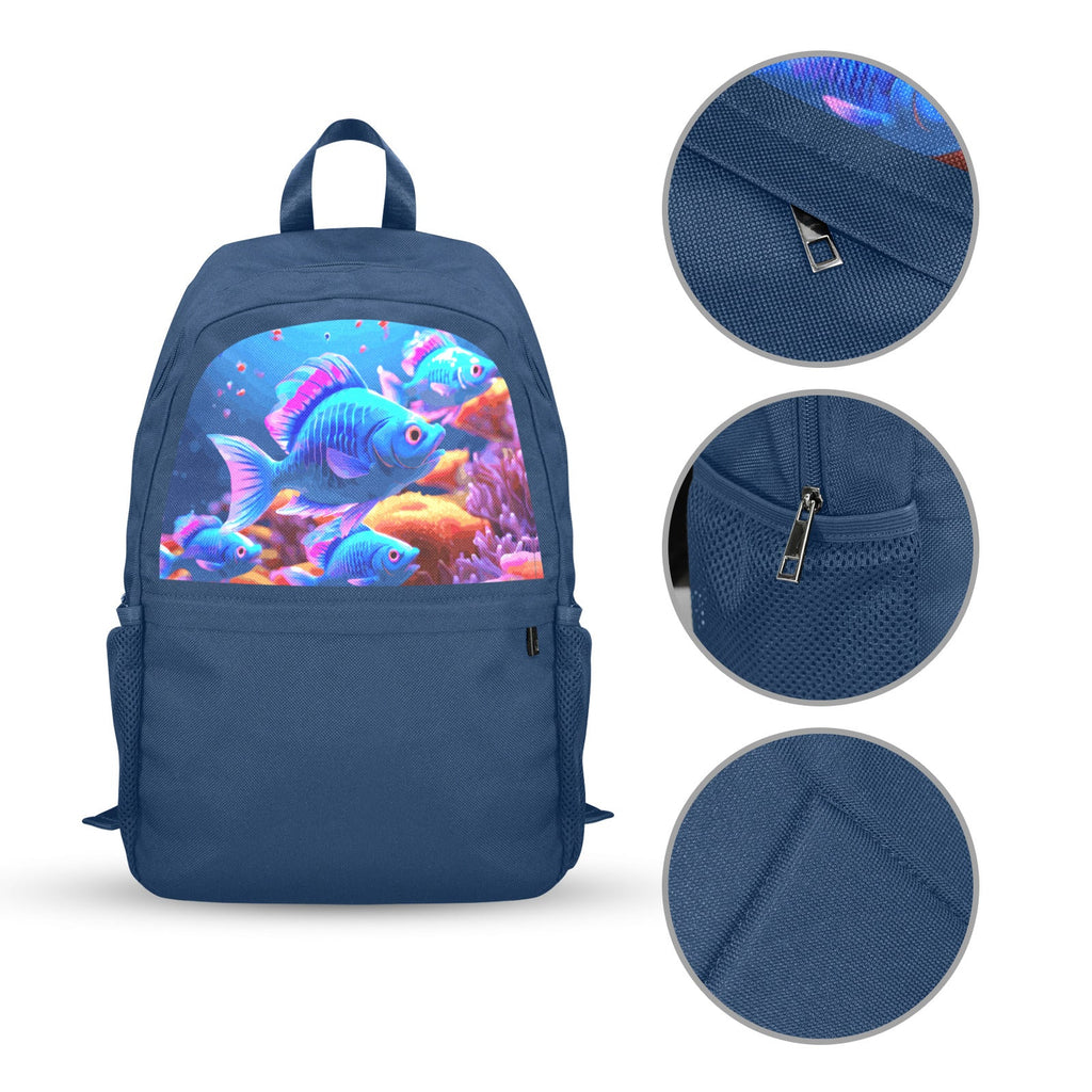 Blue Fish Casual Backpack | Upper Part Printing