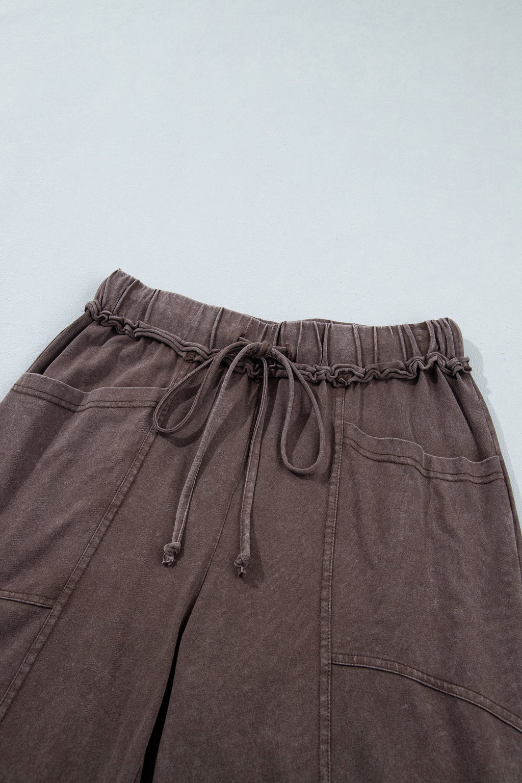 Mineral Wash Seam Detail Flared Drawstring Pants